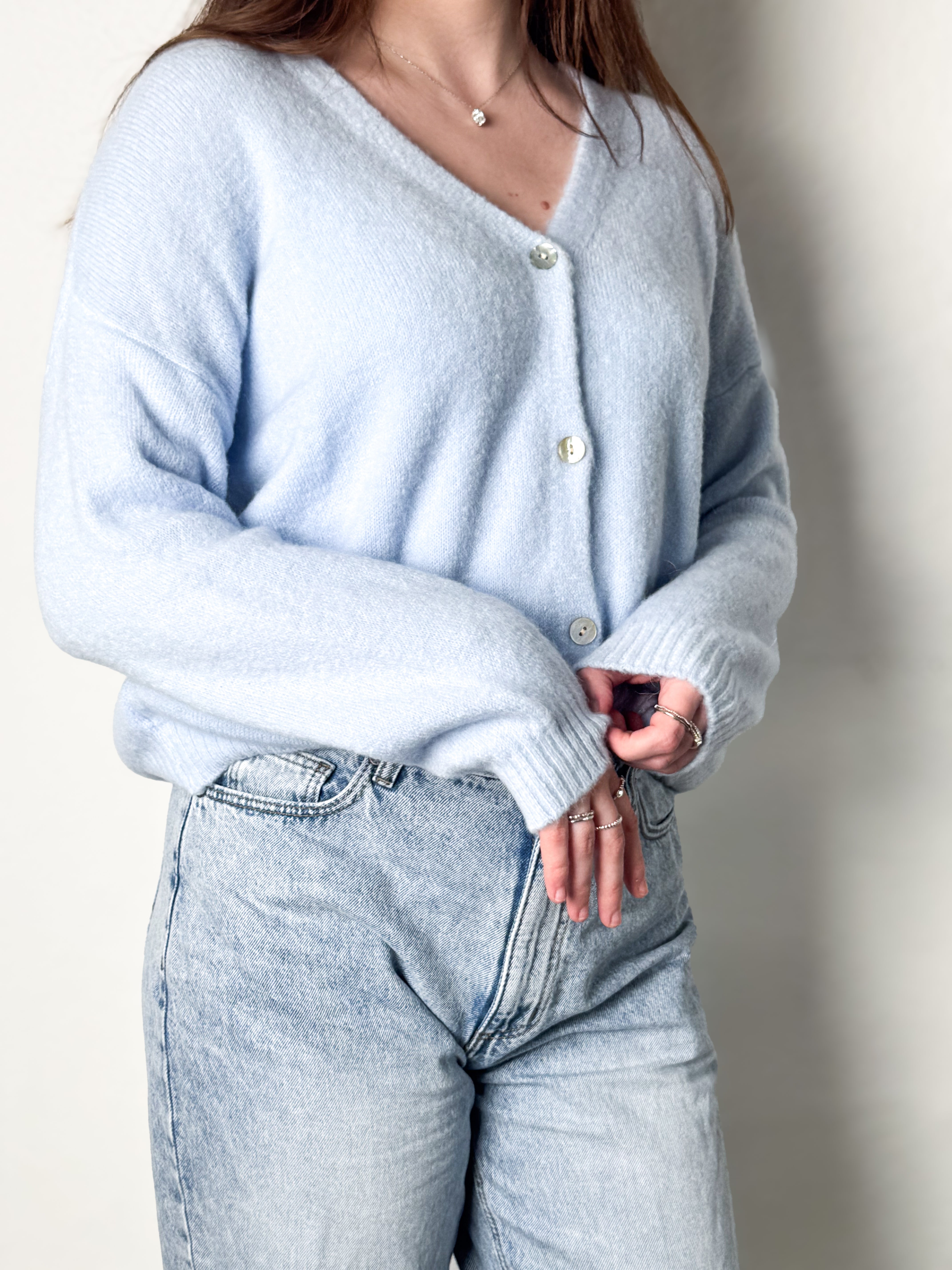 Strickjacke Alpaka - Babyblau