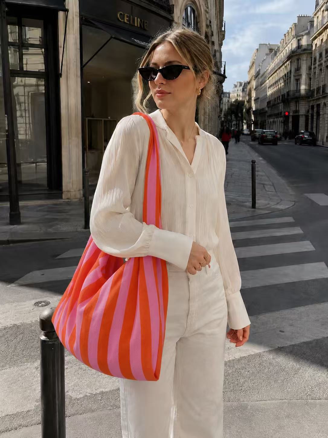 Streifen Shopper PAPAYA