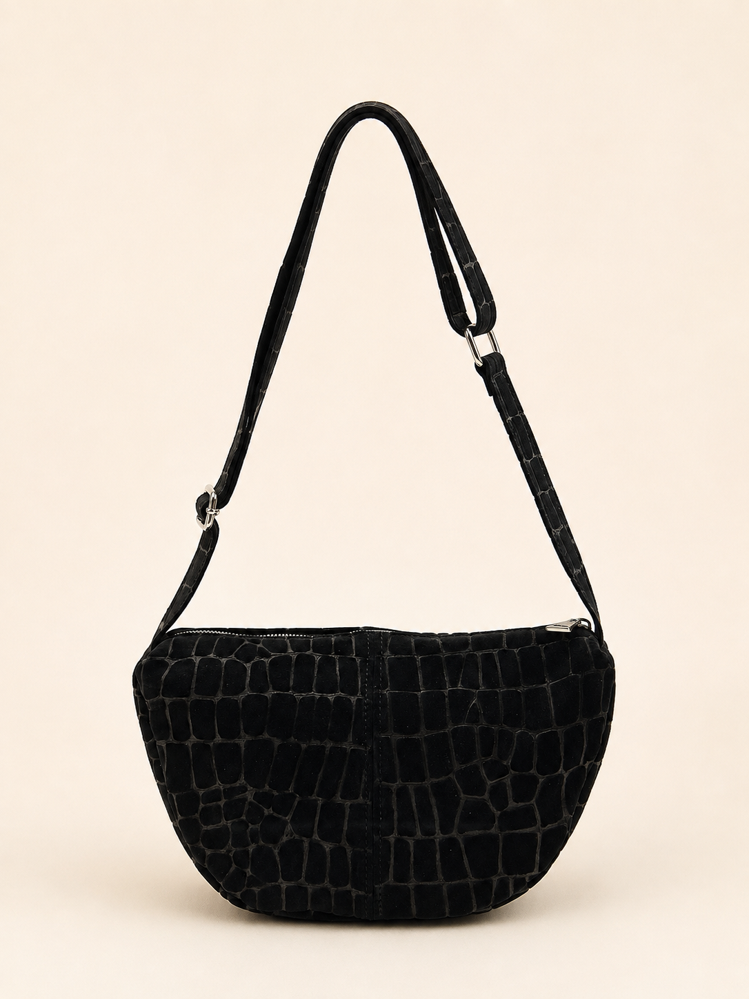 Croco-Optik Leder-Umhängetasche MOON