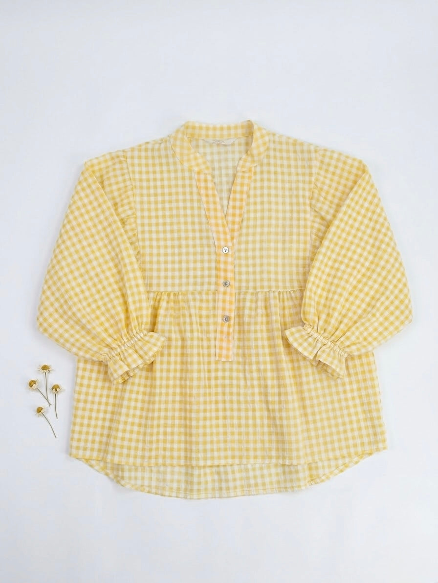 Vichy-Karo Bluse - Gelb