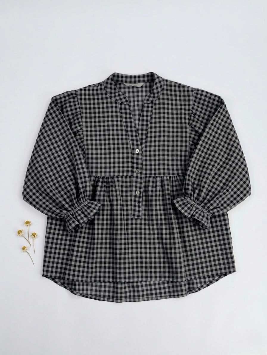 Vichy-Karo Bluse - Schwarz