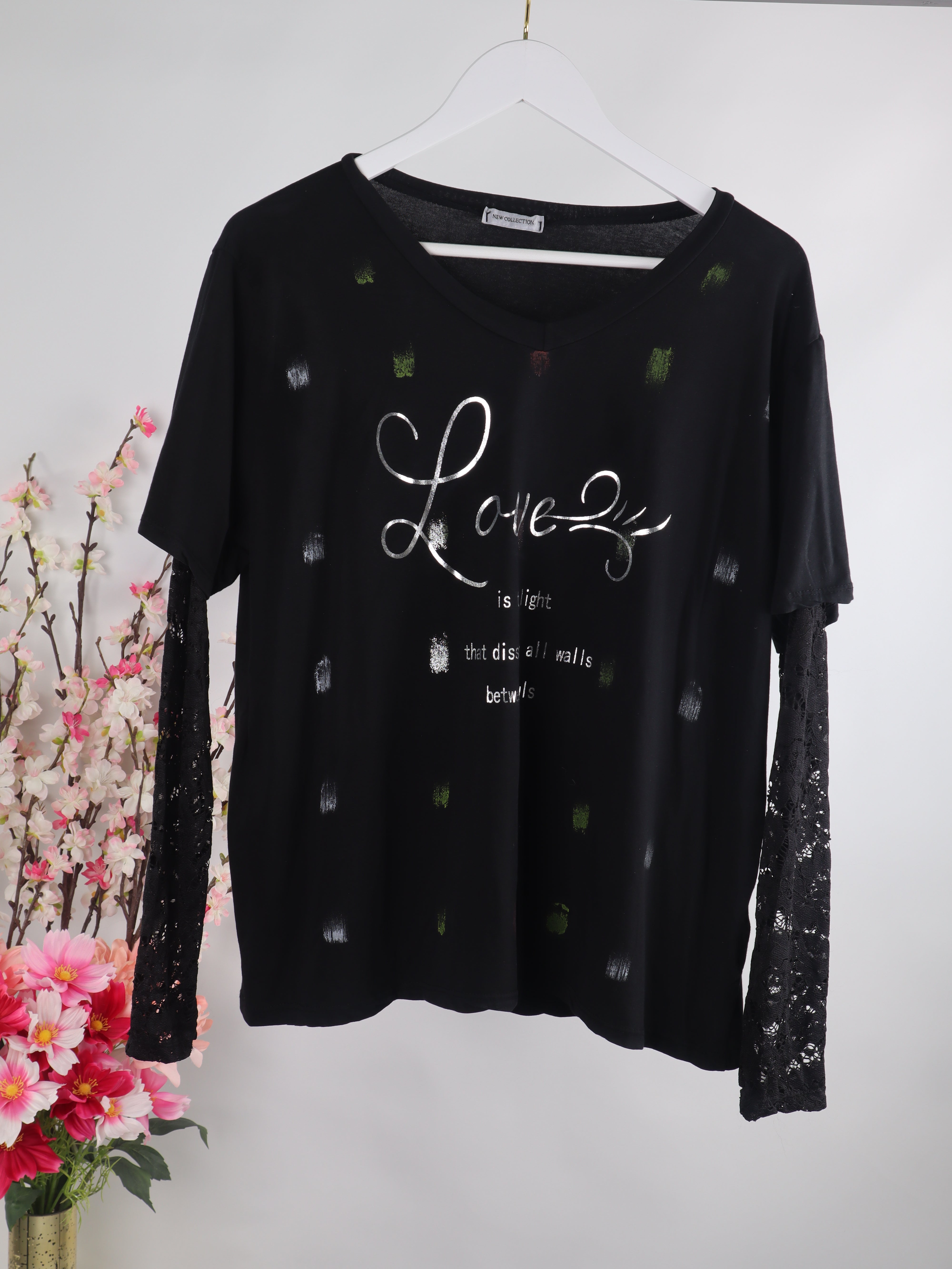 Love Shirt mit Spitze