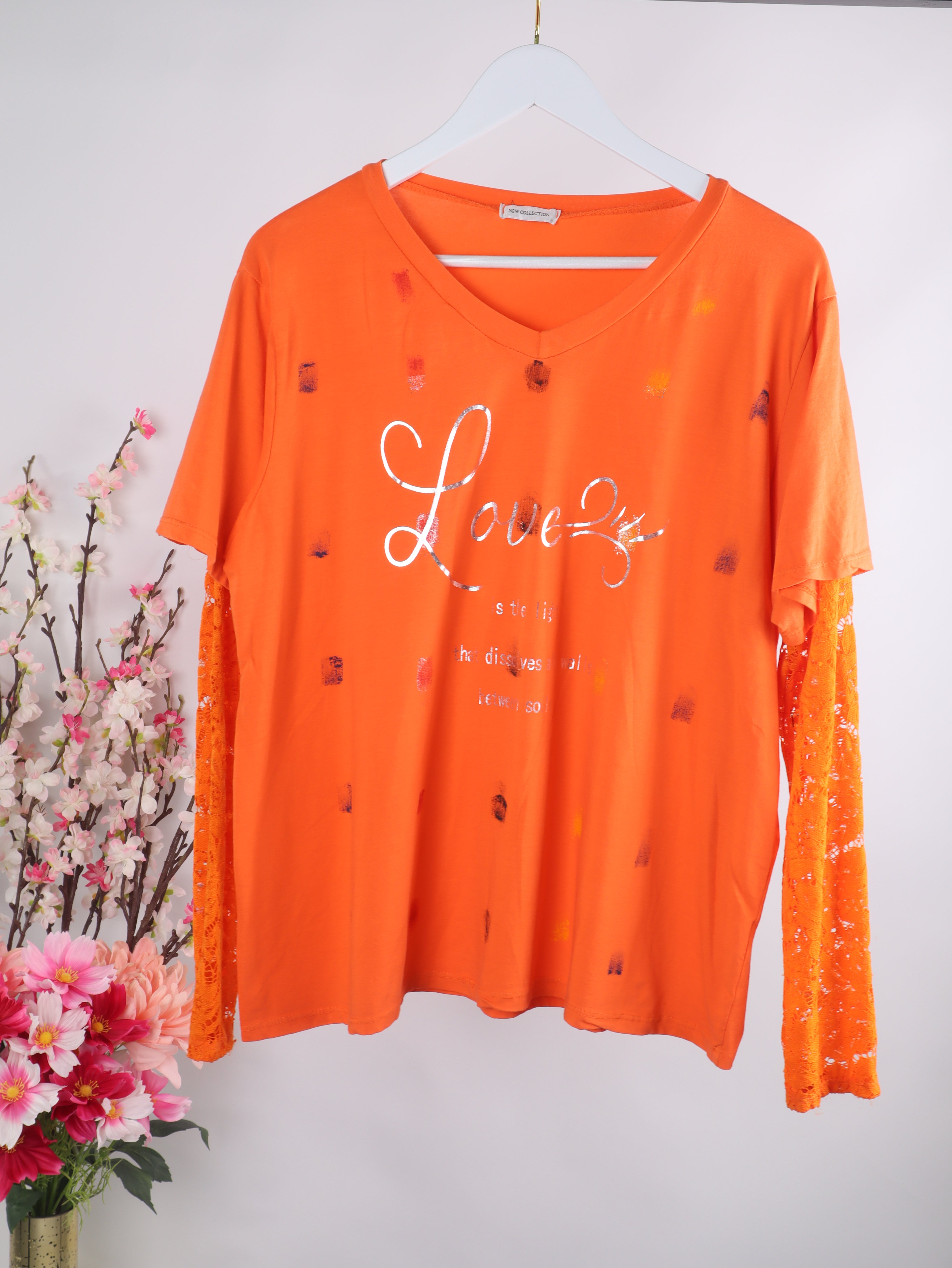 Love Shirt mit Spitze