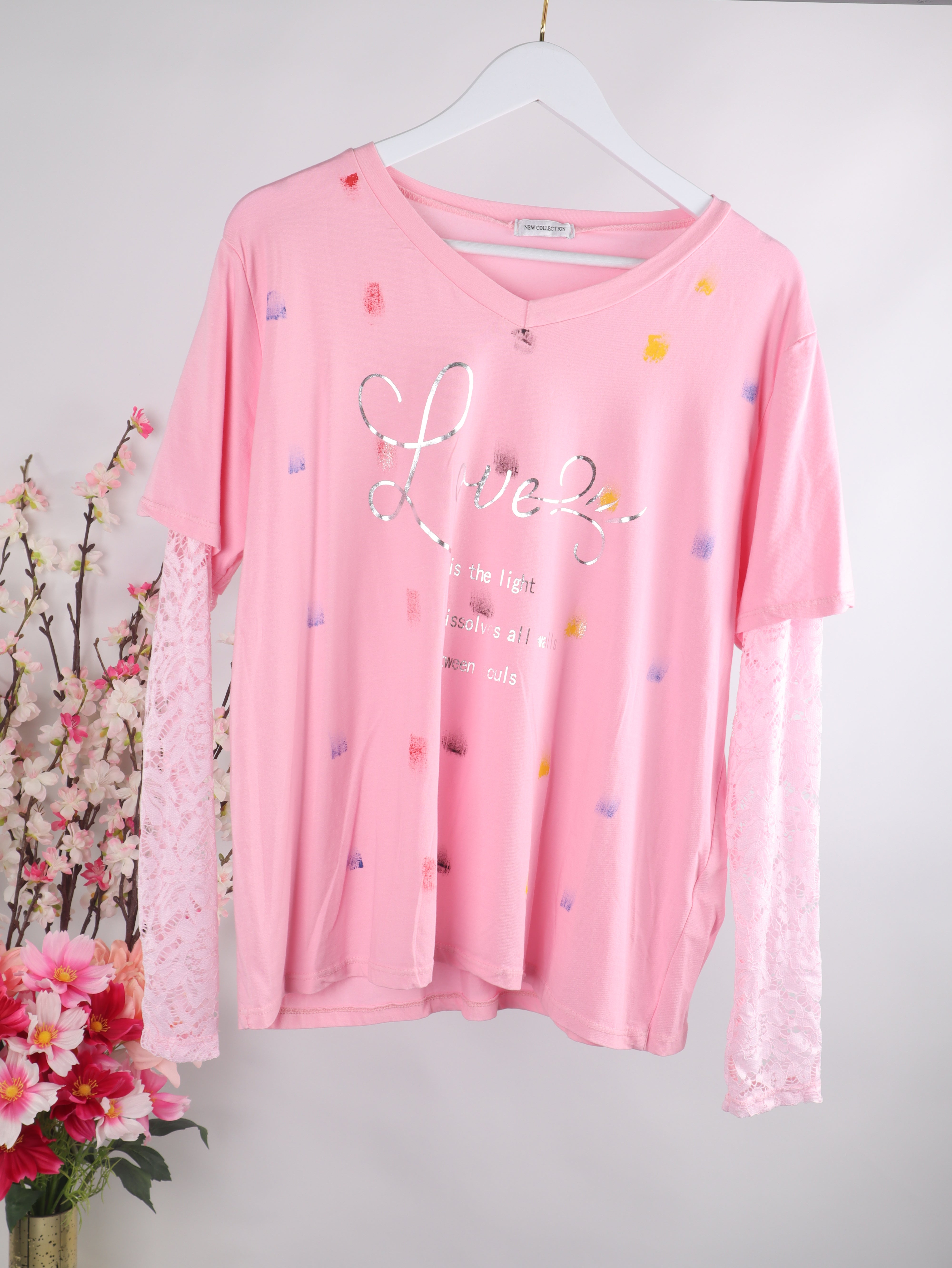 Love Shirt mit Spitze