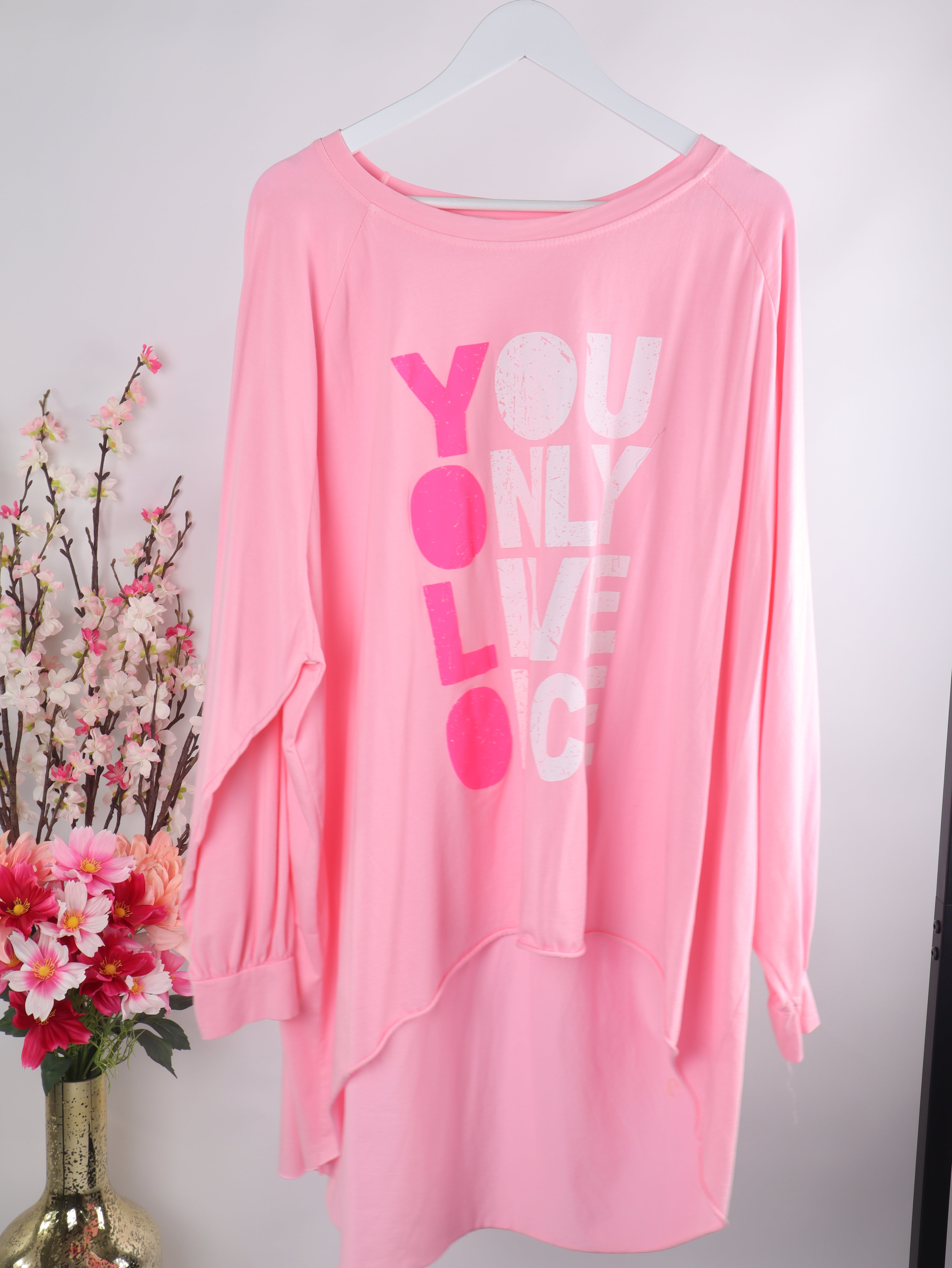 Oversize Langarmshirt „YOU ONLY LIVE ONCE“