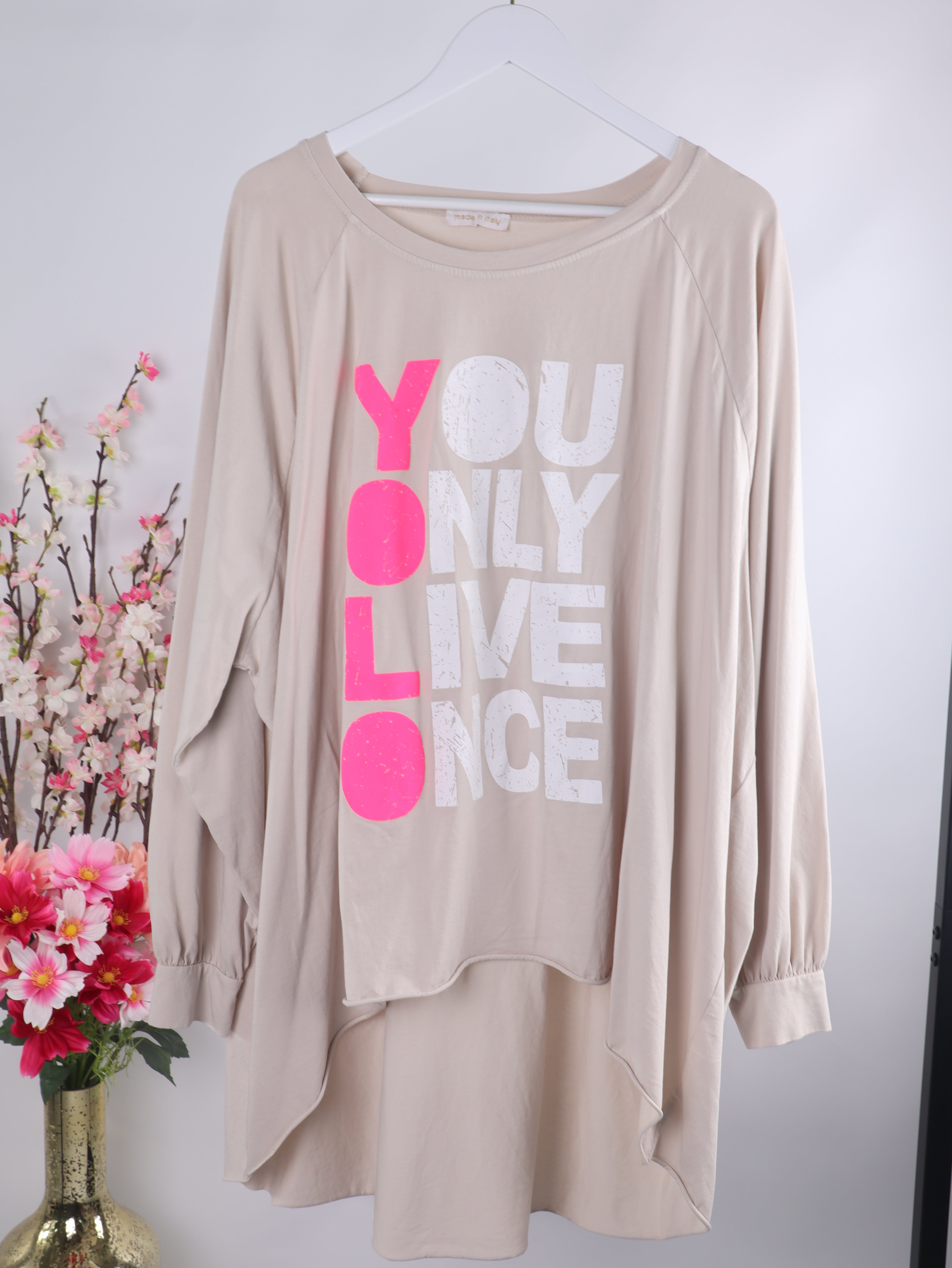 Oversize Langarmshirt „YOU ONLY LIVE ONCE“