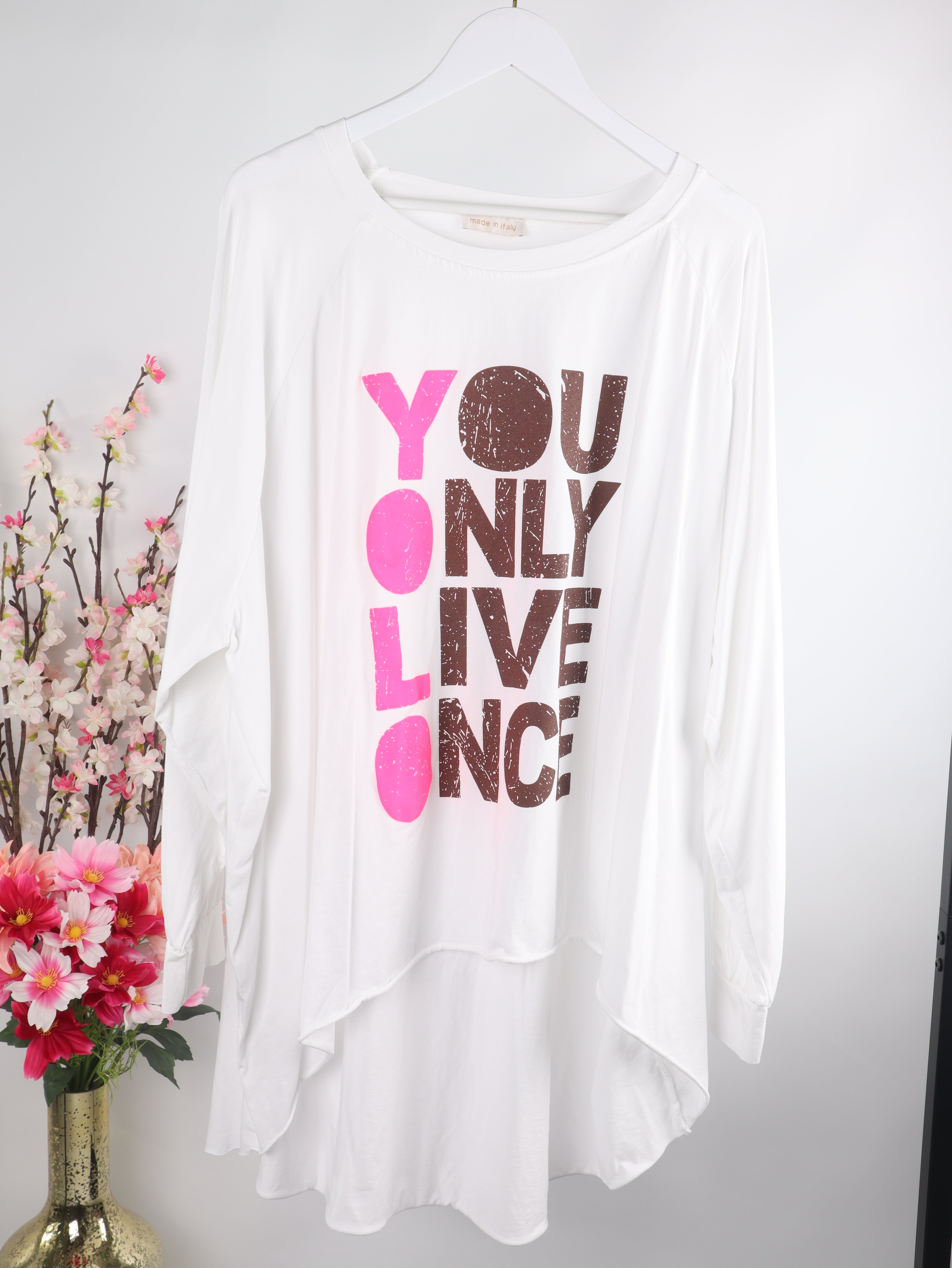 Oversize Langarmshirt „YOU ONLY LIVE ONCE“