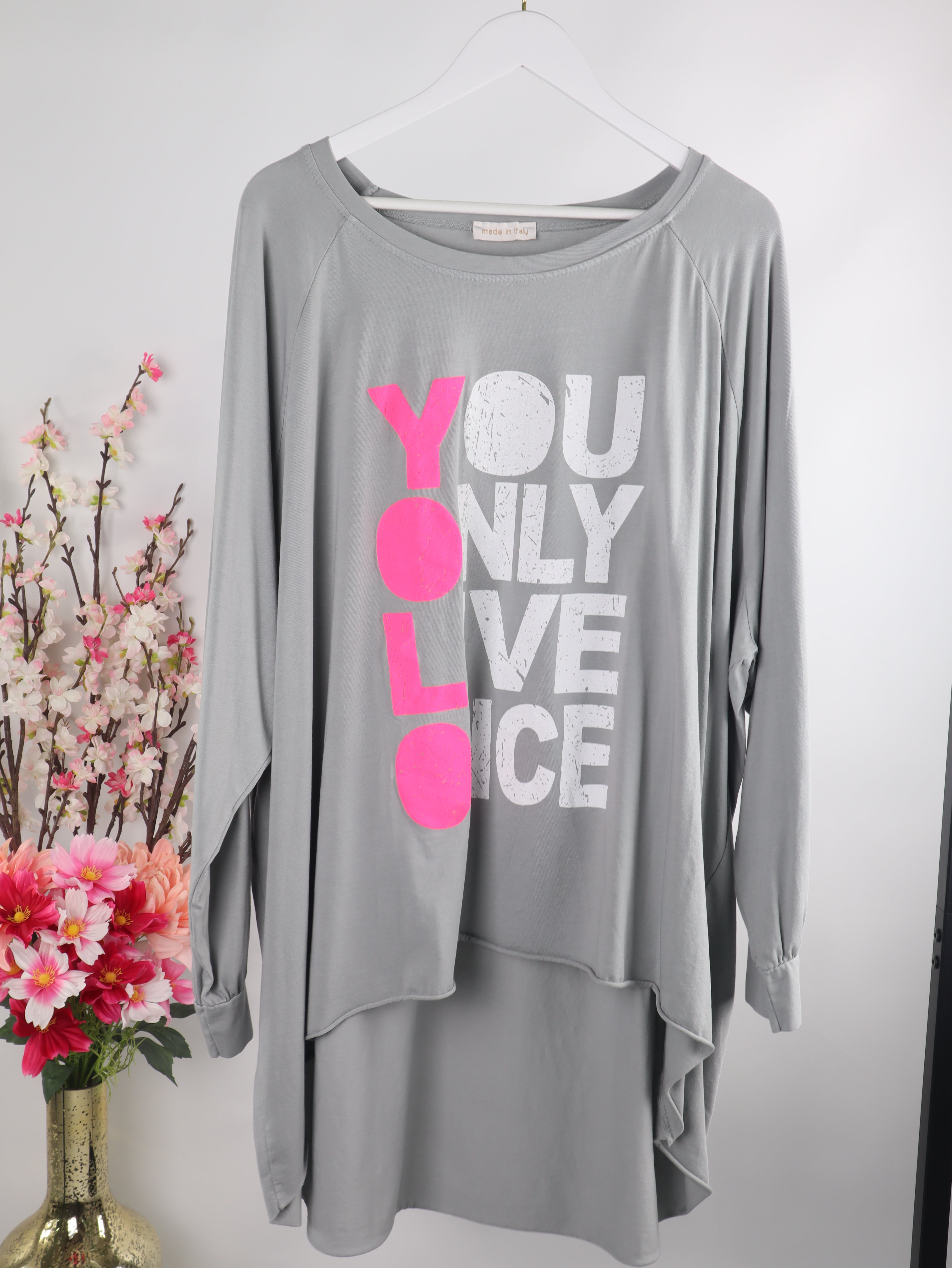 Oversize Langarmshirt „YOU ONLY LIVE ONCE“