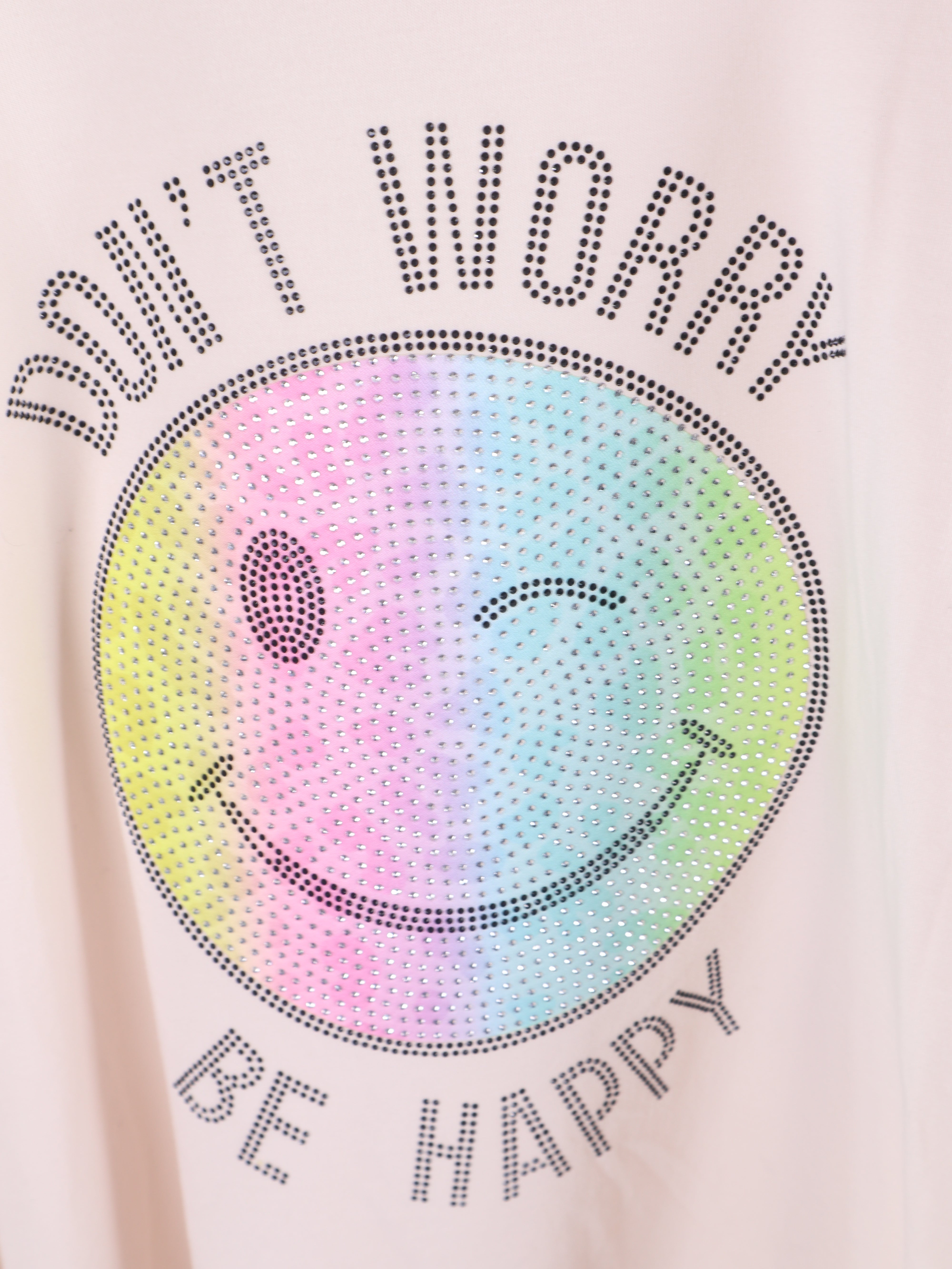 Oversize Shirt „Don’t Worry Be Happy“ mit Strass Smiley
