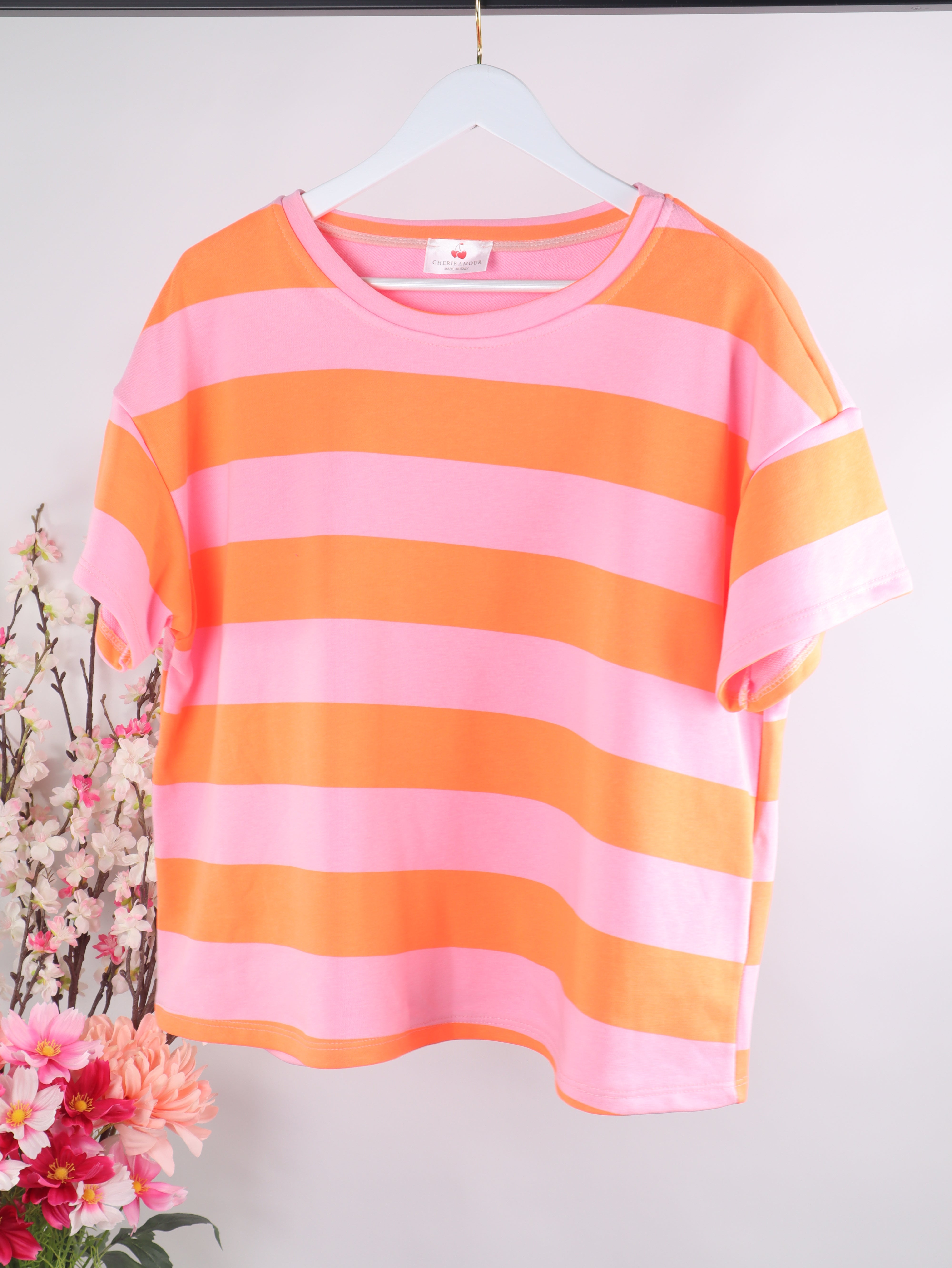 Kurzarm Sweater mit Streifen