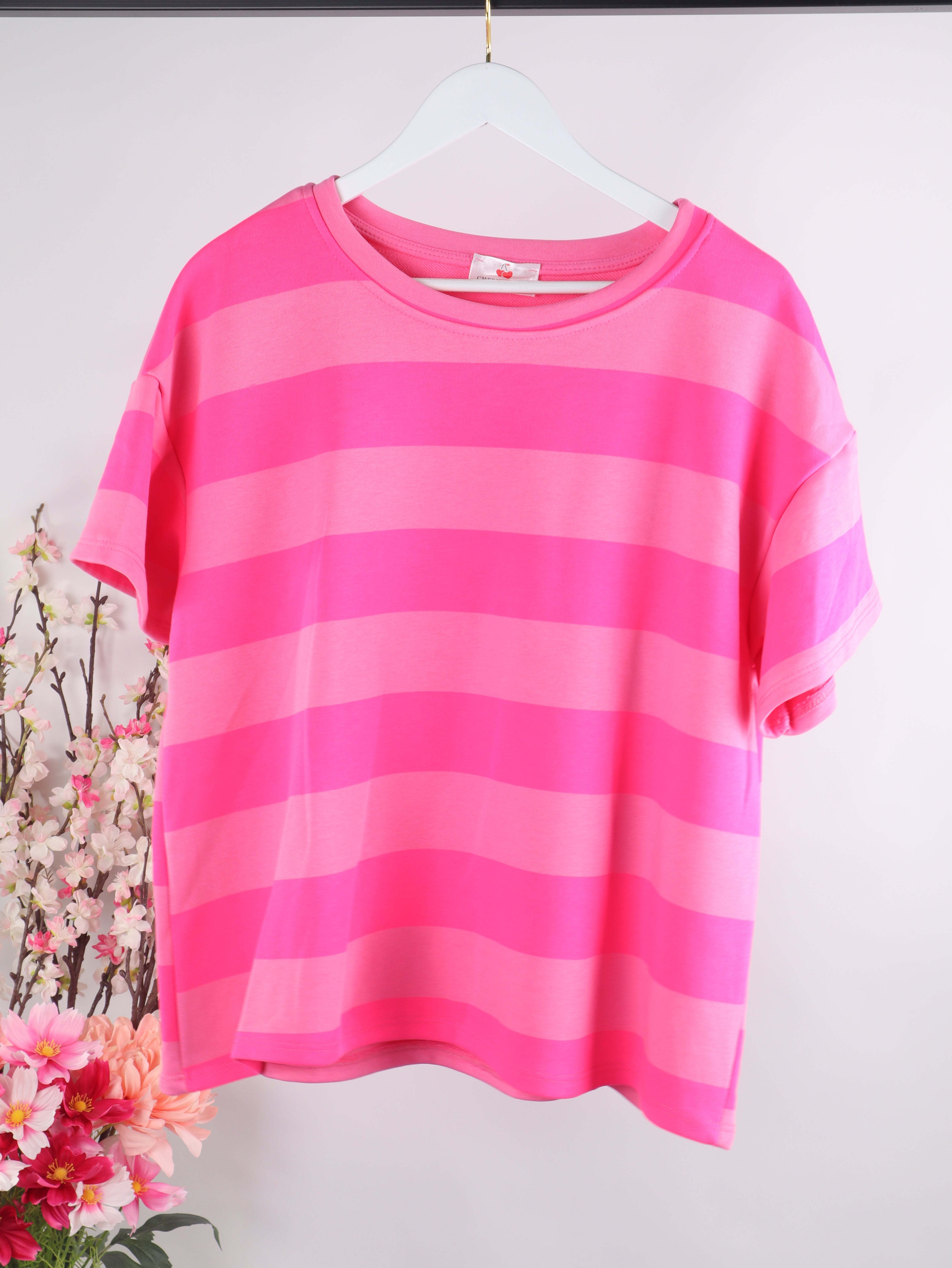 Kurzarm Sweater mit Streifen