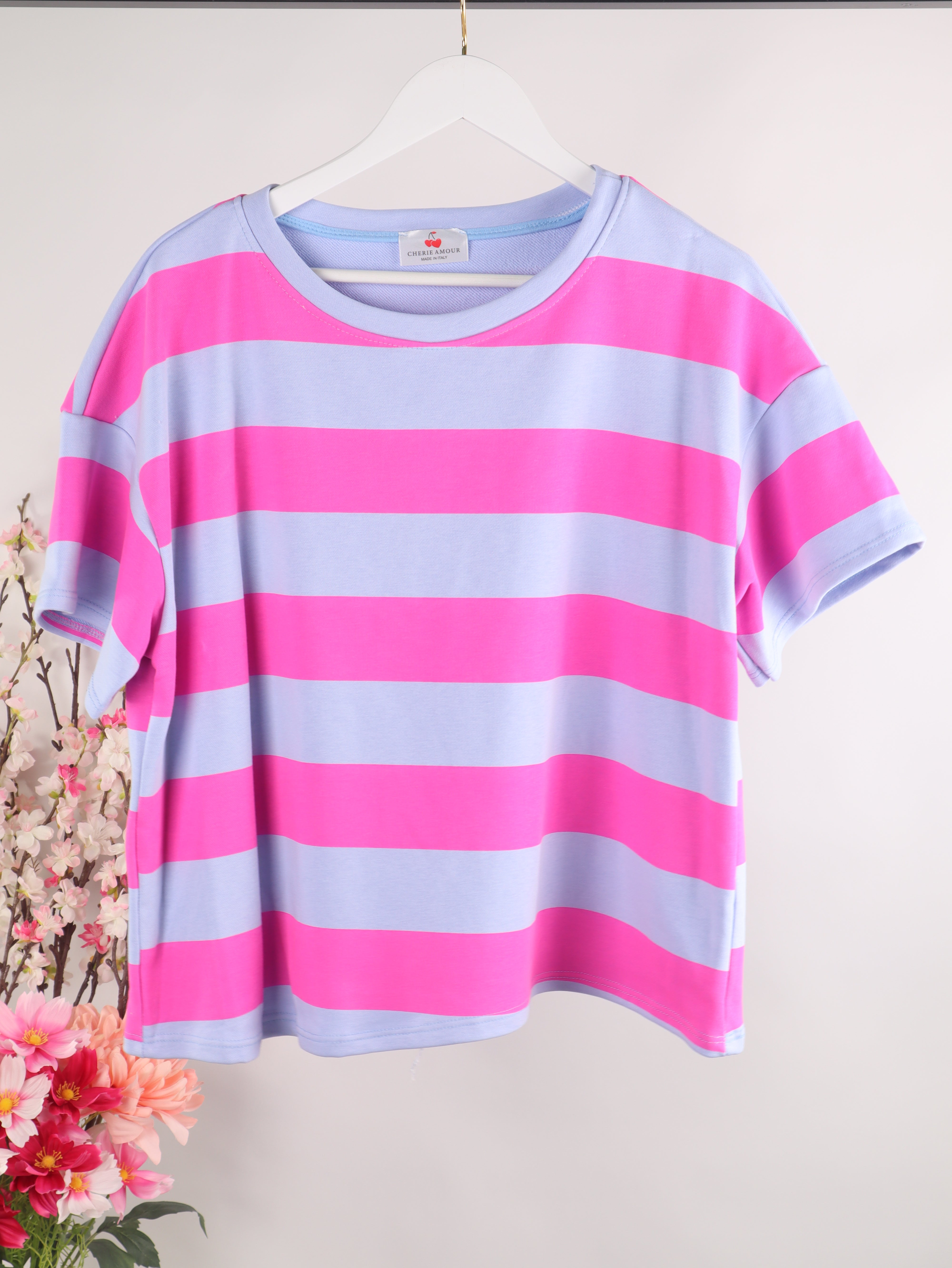 Kurzarm Sweater mit Streifen