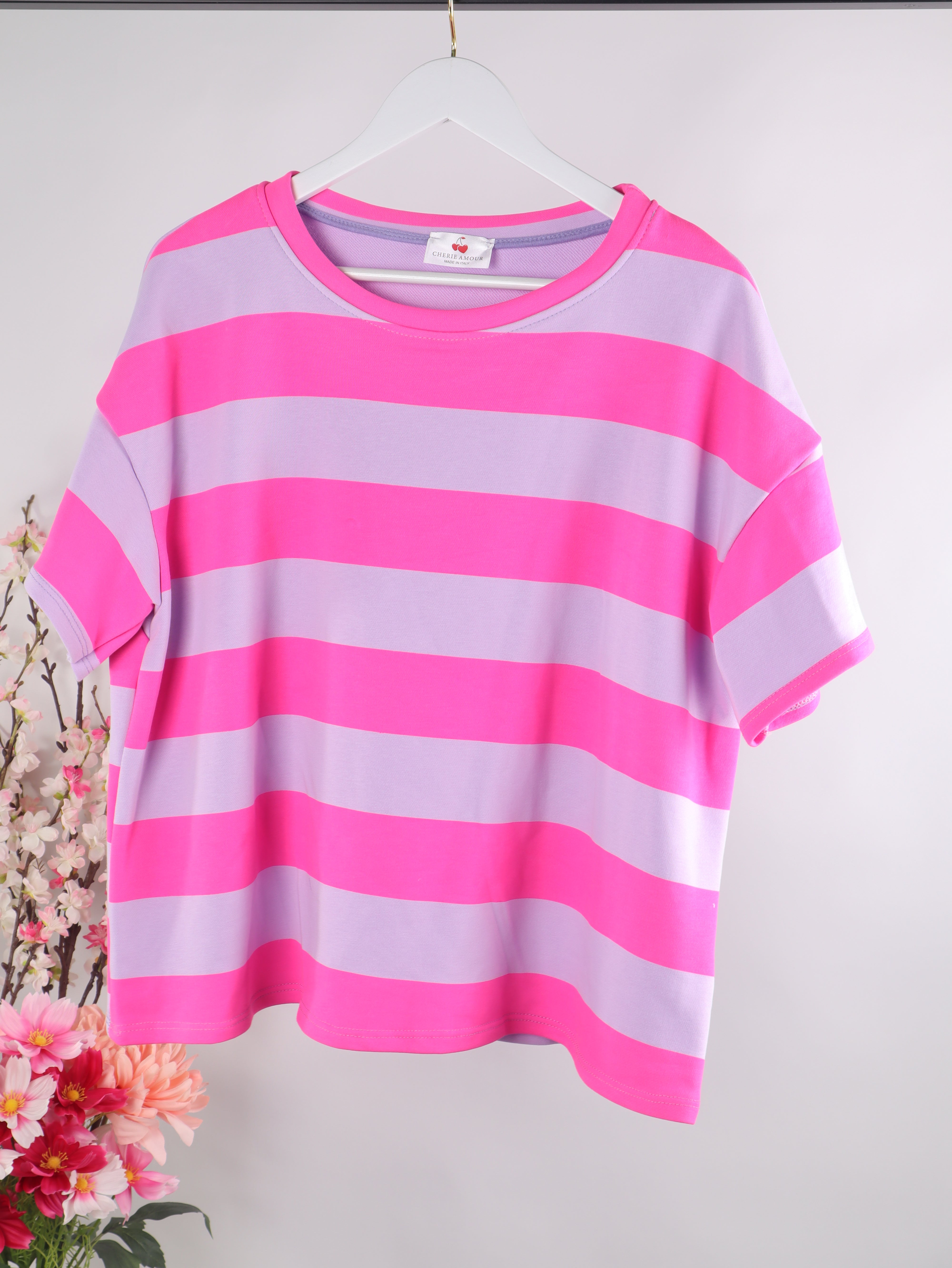 Kurzarm Sweater mit Streifen