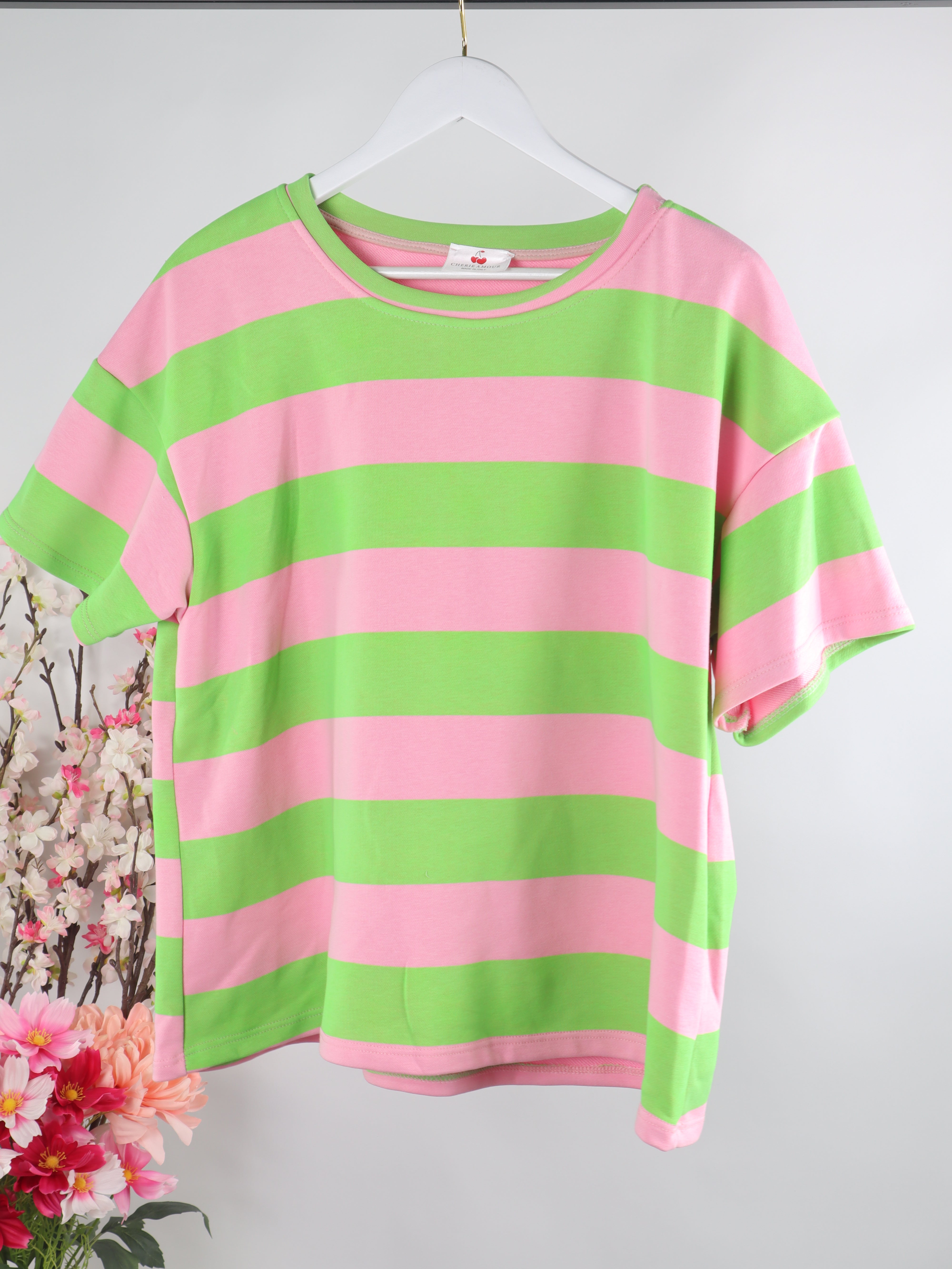 Kurzarm Sweater mit Streifen