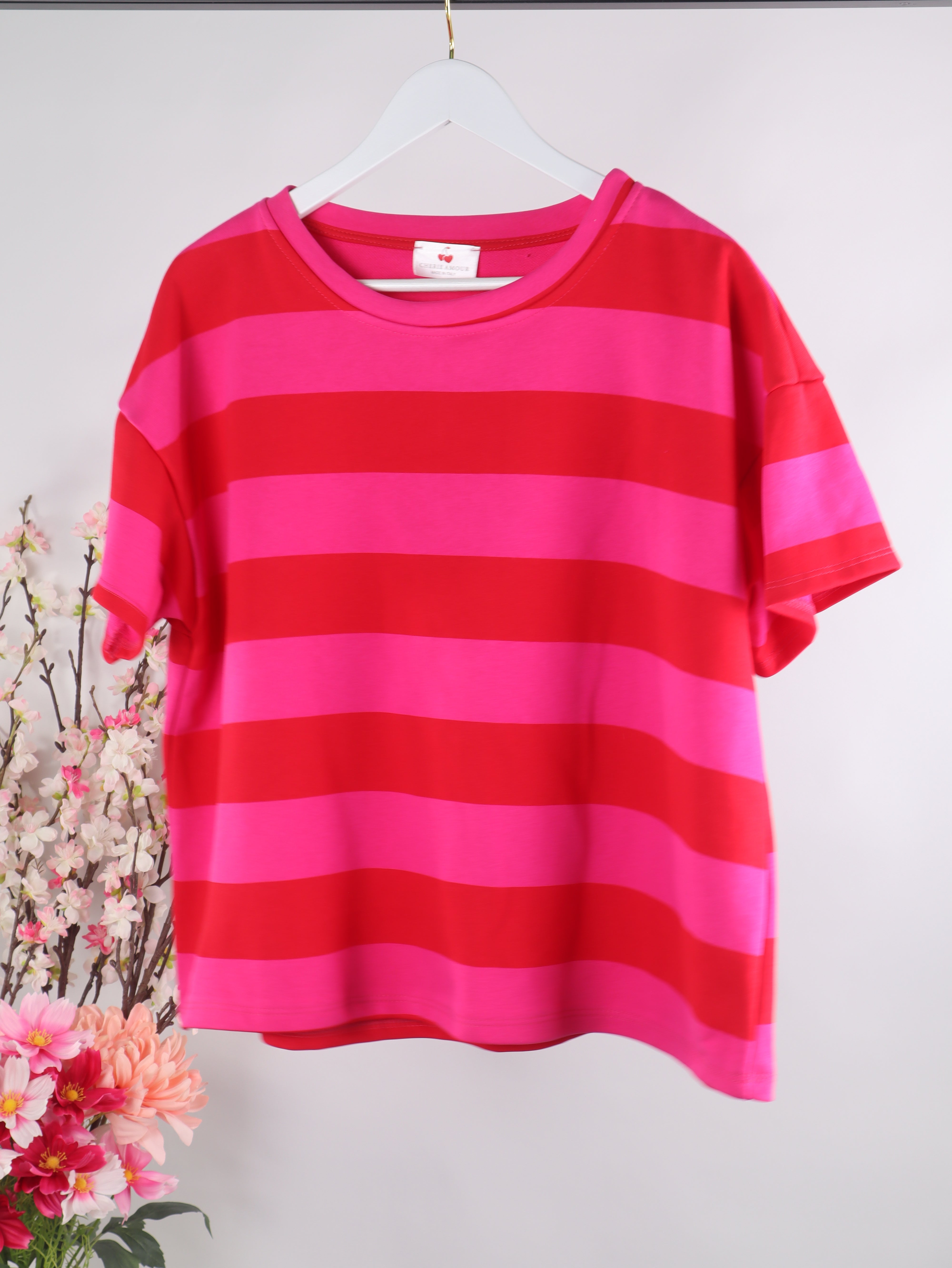 Kurzarm Sweater mit Streifen