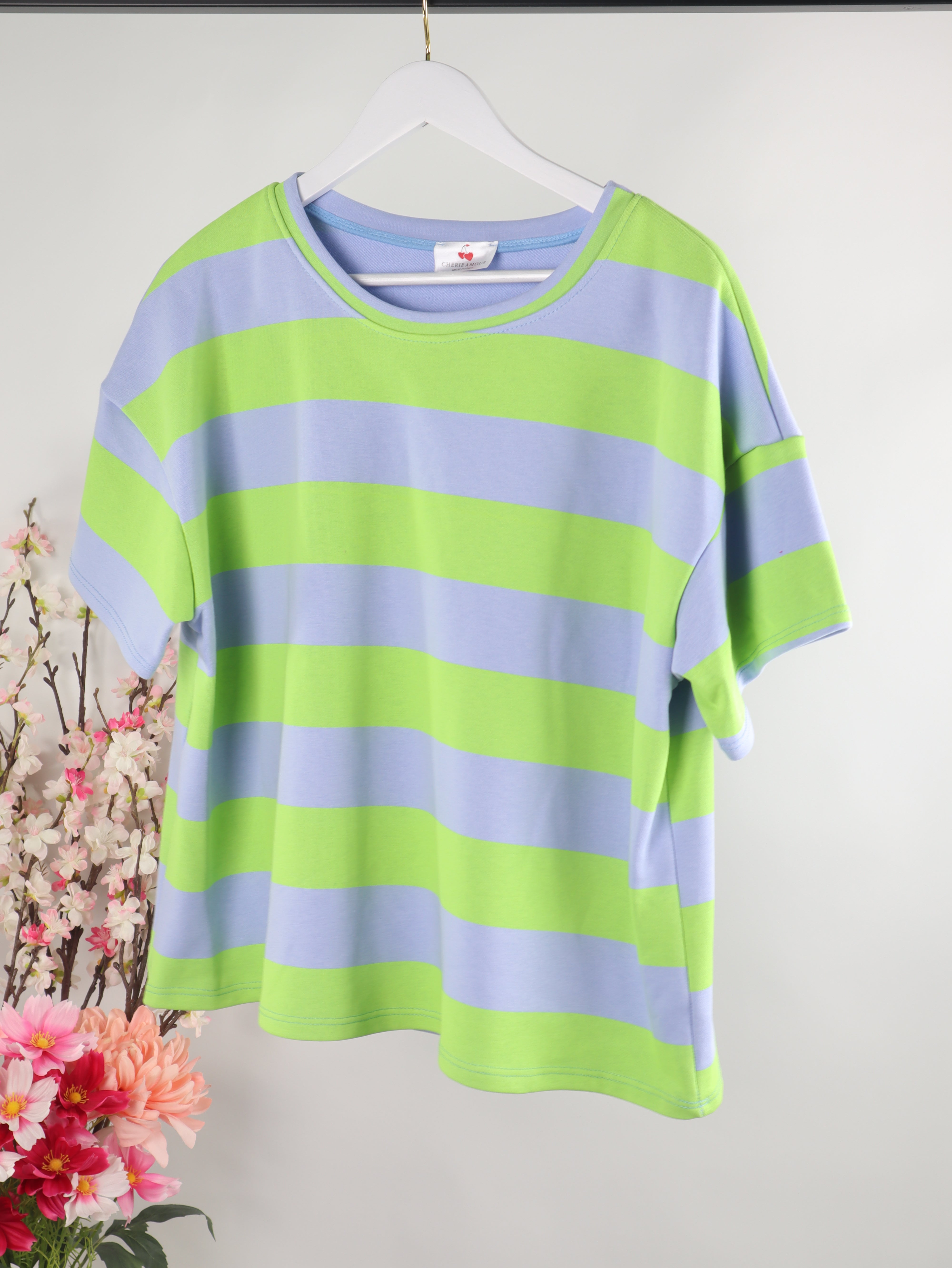 Kurzarm Sweater mit Streifen