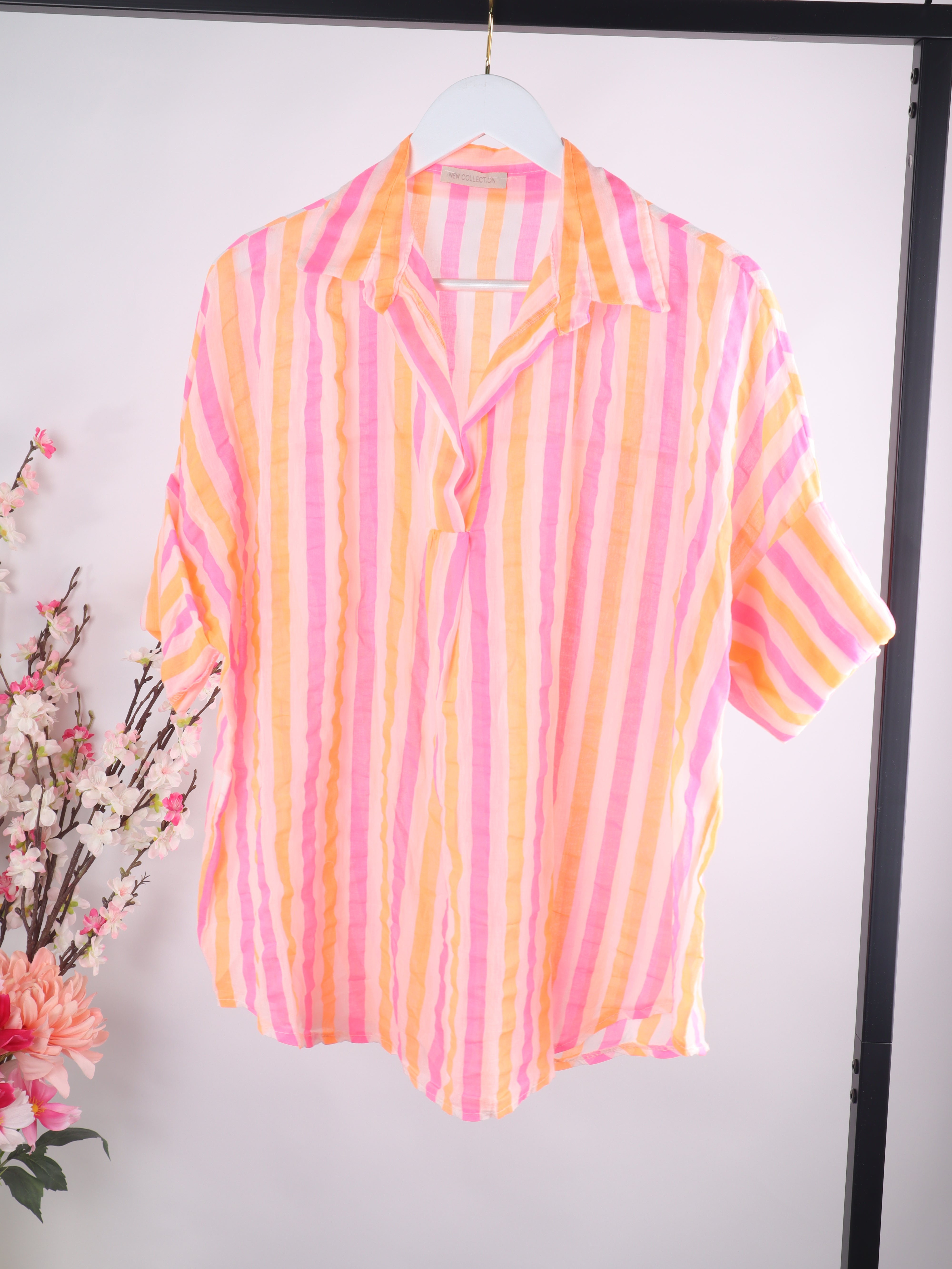 Leichte Oversize Bluse mit Streifen