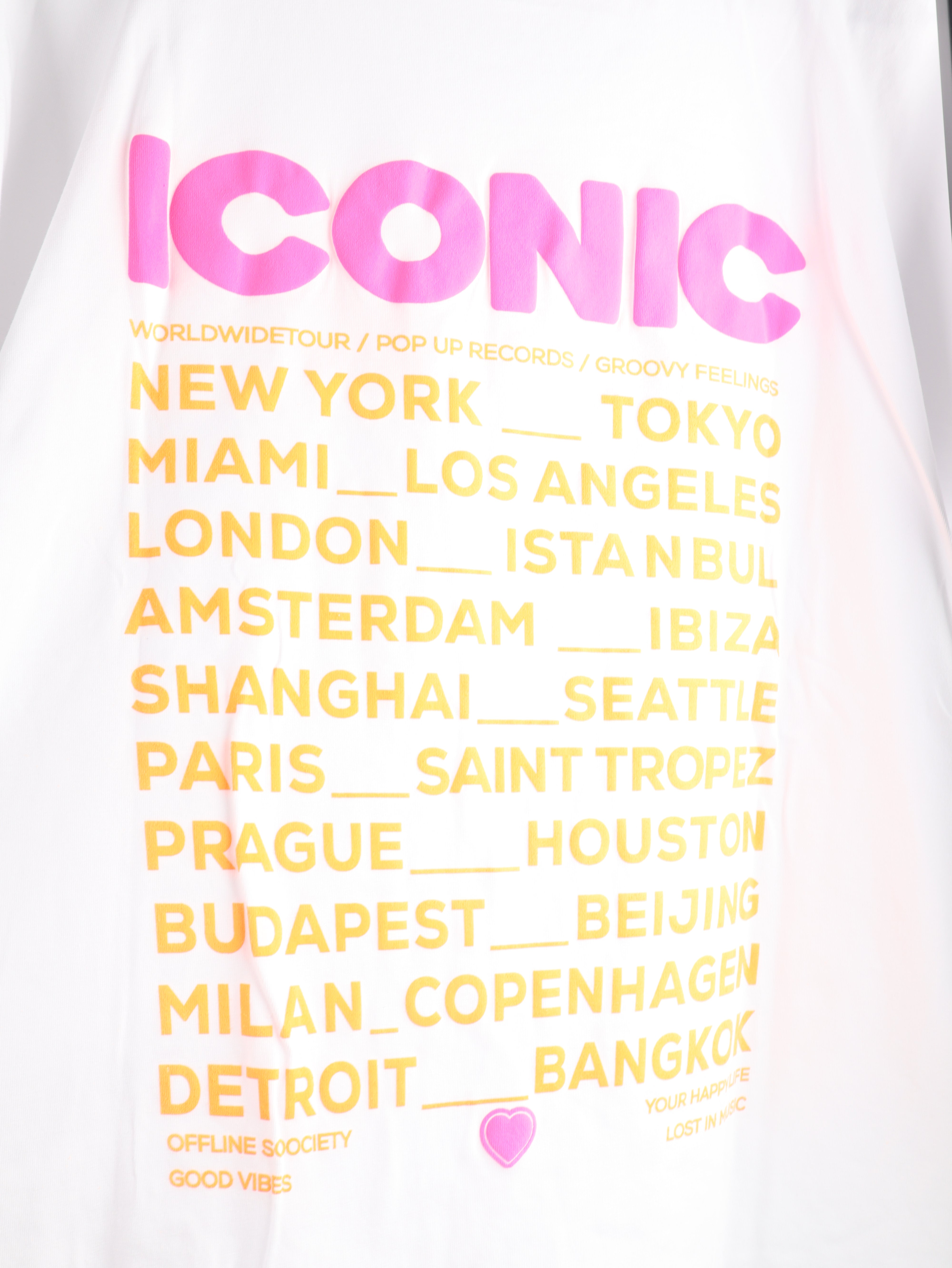 Oversize T-Shirt „ICONIC“ mit Neon Print - Orange/Pink