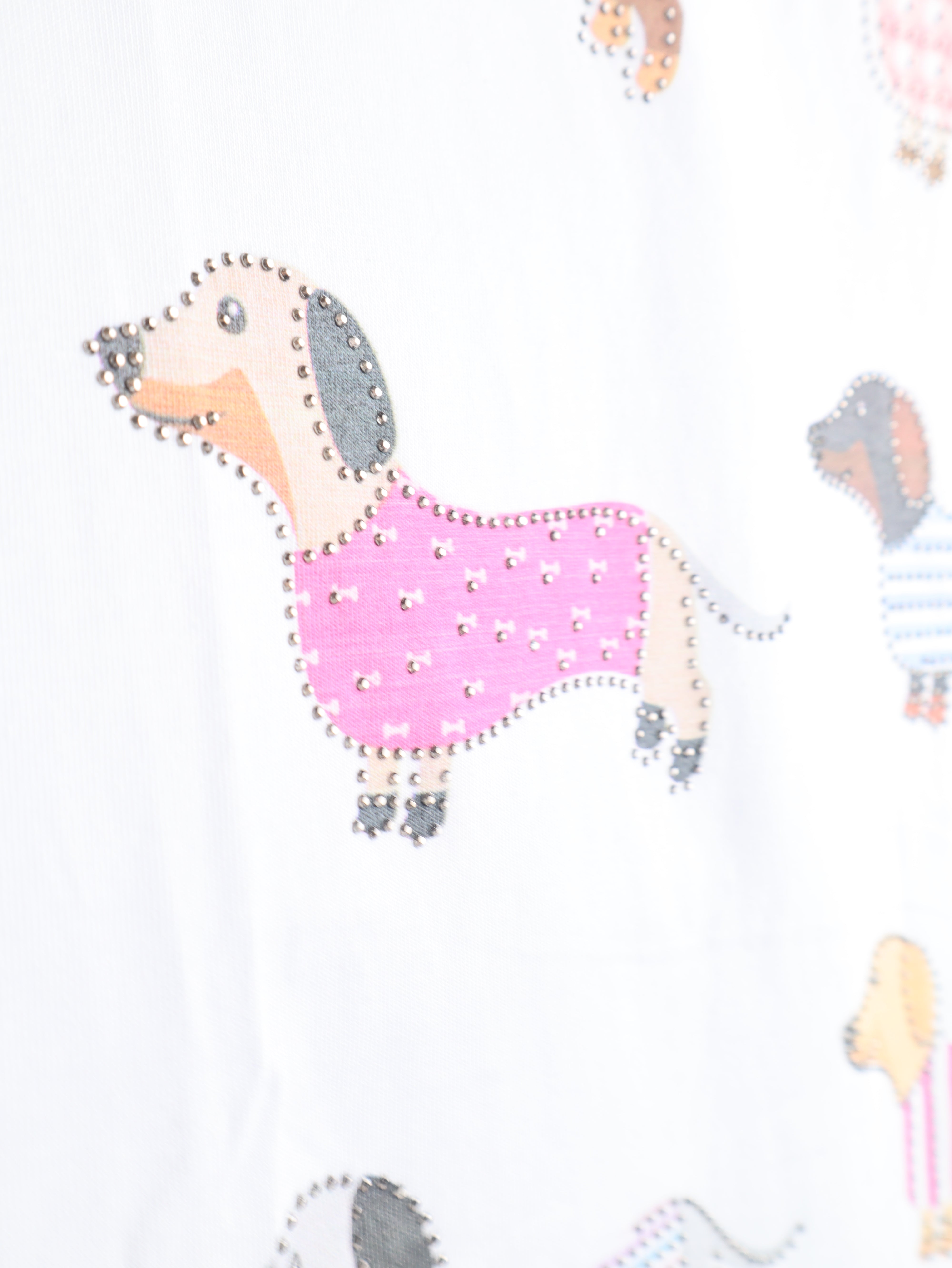T-Shirt mit Dackel Print & Strass
