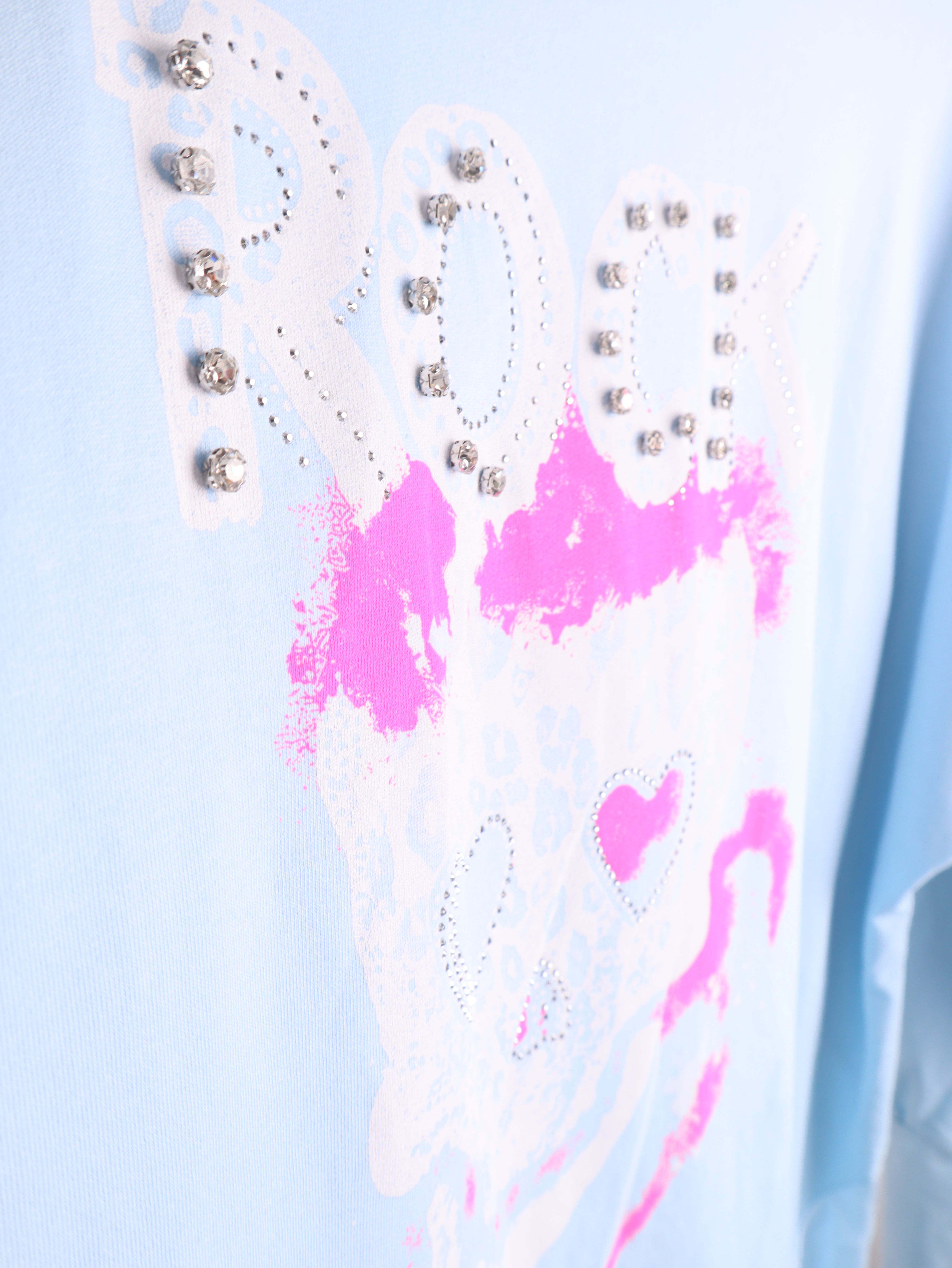 Oversize Hoodie Kleid „Rock Skull“ – Strass & Neon Print