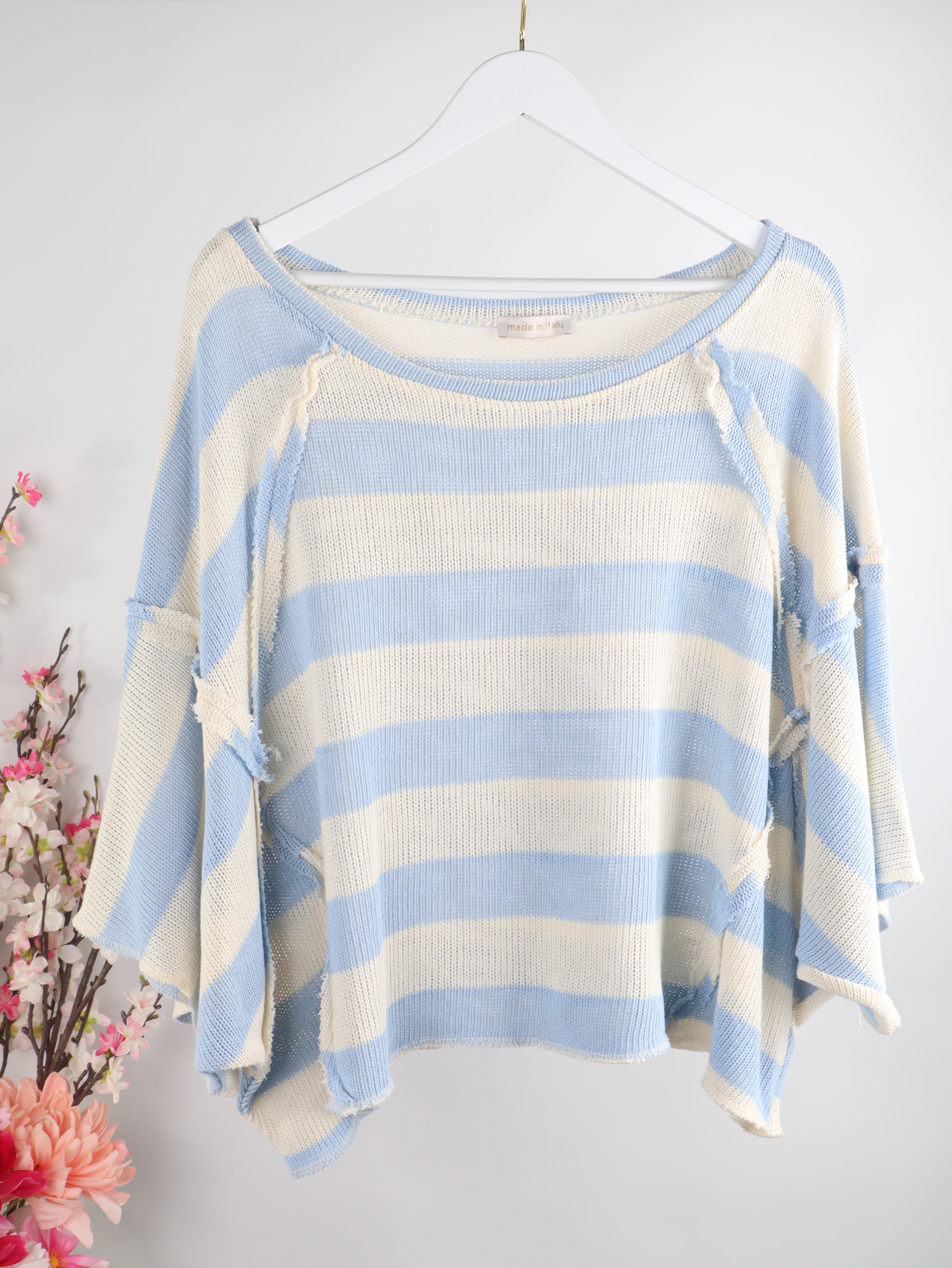 Oversize Häkelshirt mit Streifen