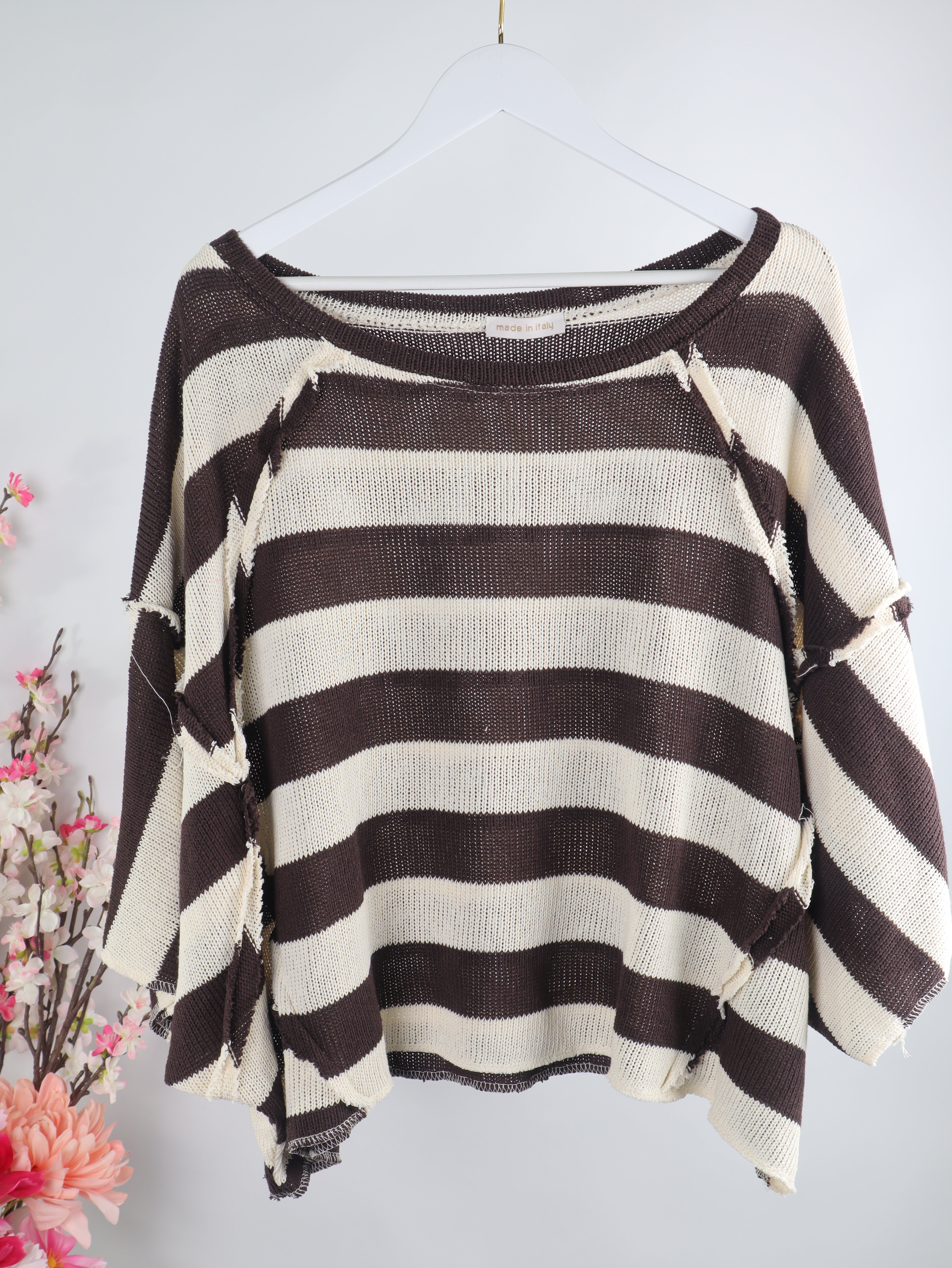 Oversize Häkelshirt mit Streifen