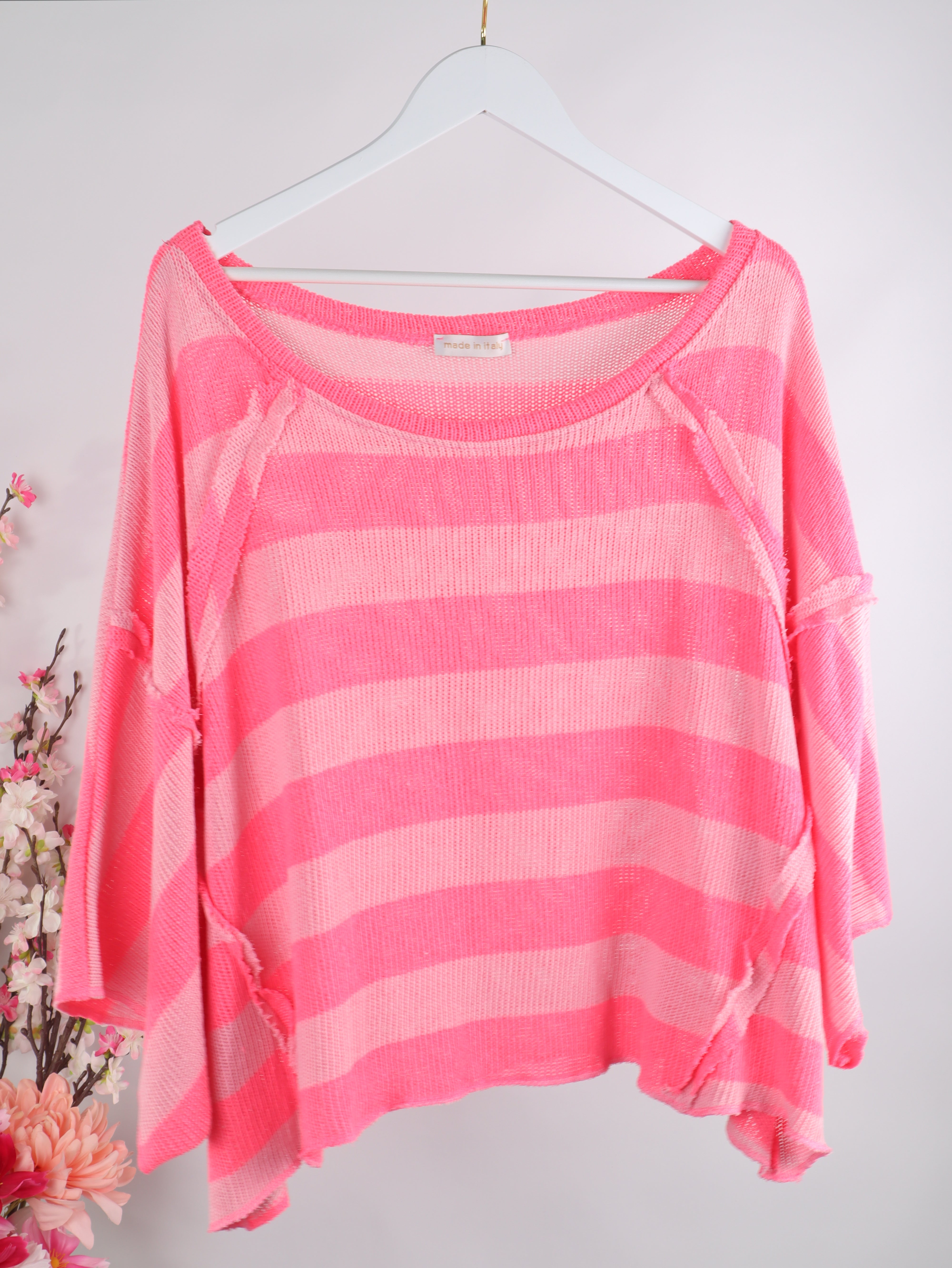 Oversize Häkelshirt mit Streifen