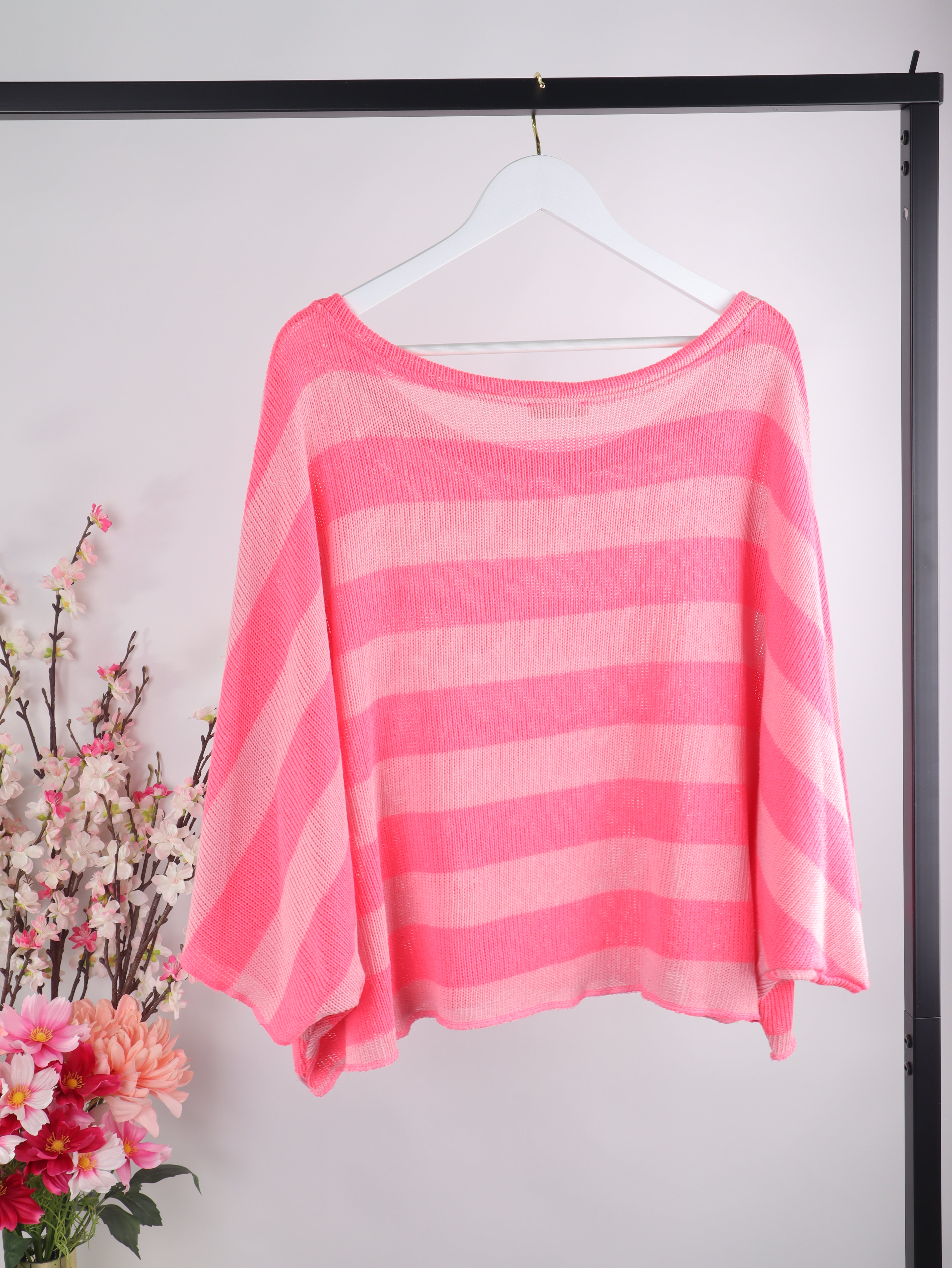 Oversize Häkelshirt mit Streifen