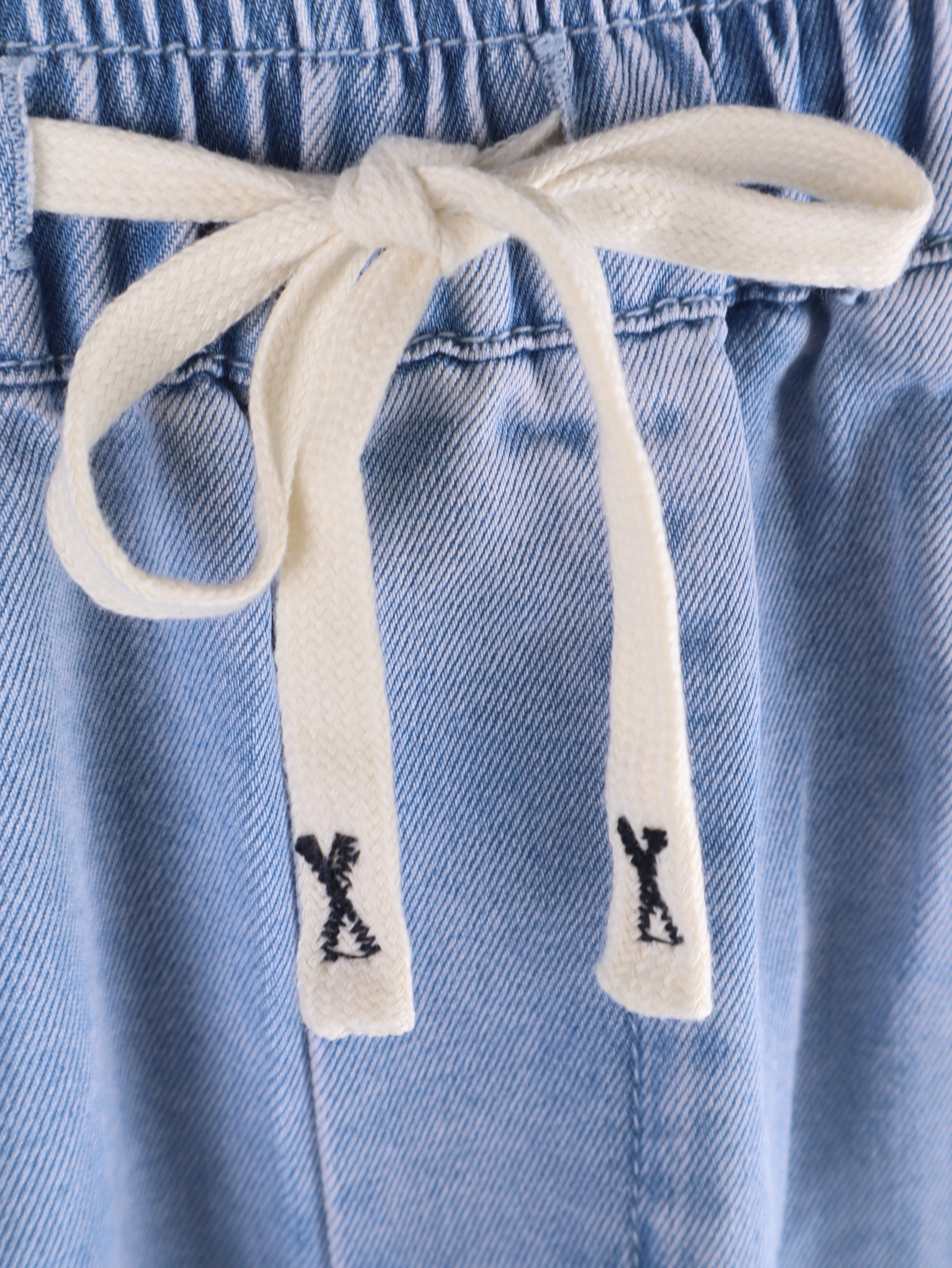 Hellblaue Wide-Leg Hose mit Gummibund