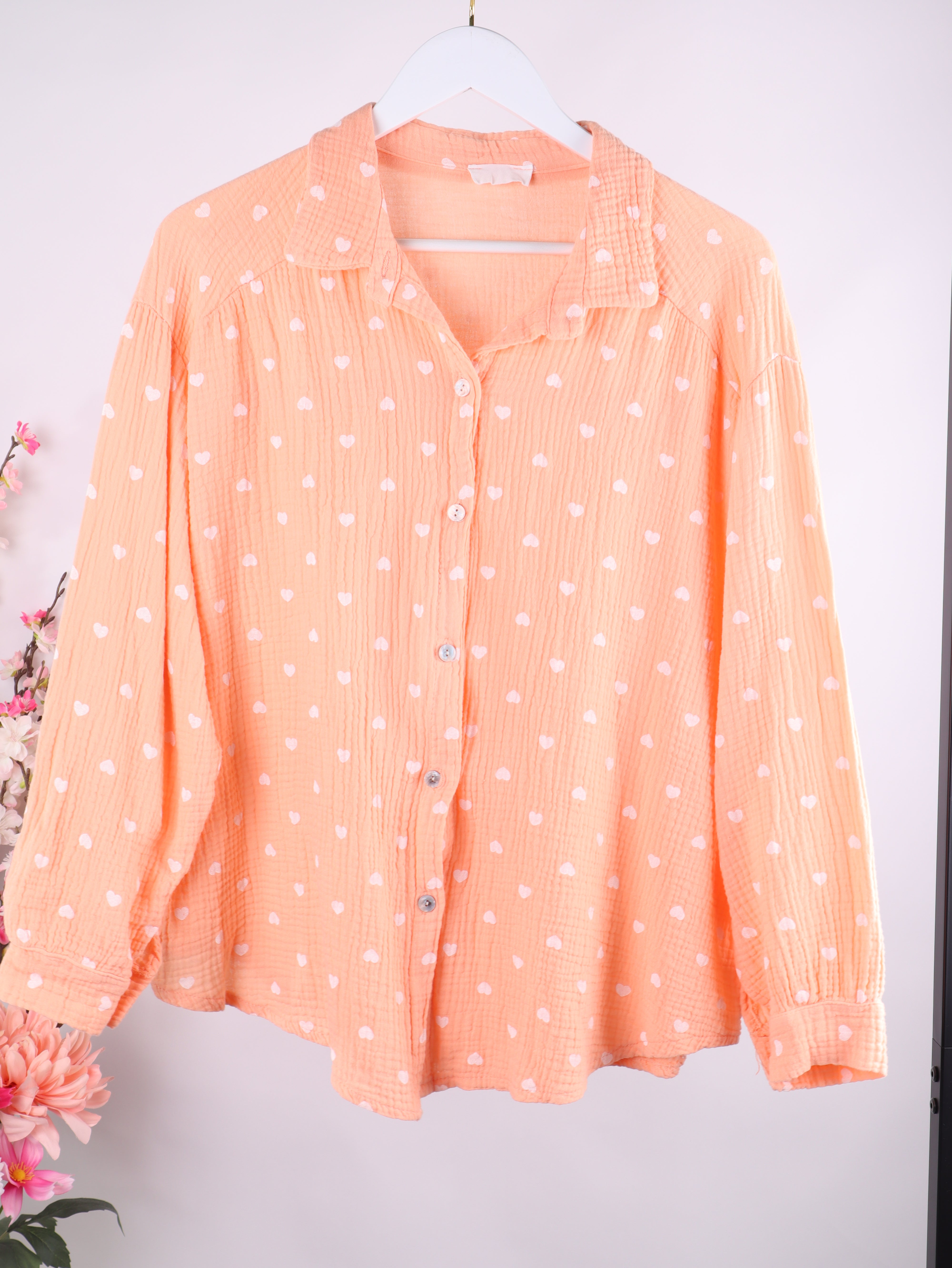 Musselin Bluse mit Herzprint