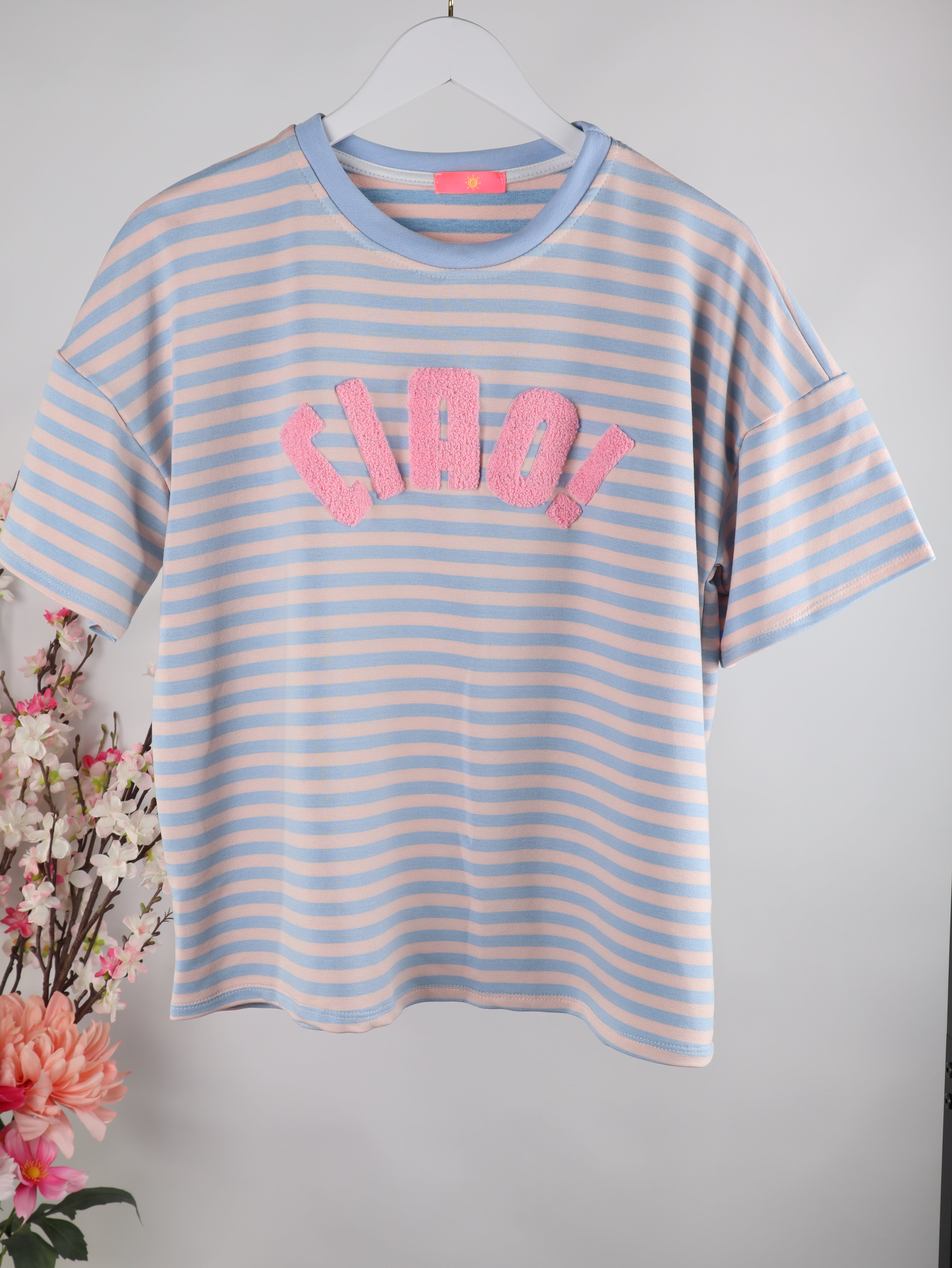 Gestreiftes Sweatshirt „CIAO“