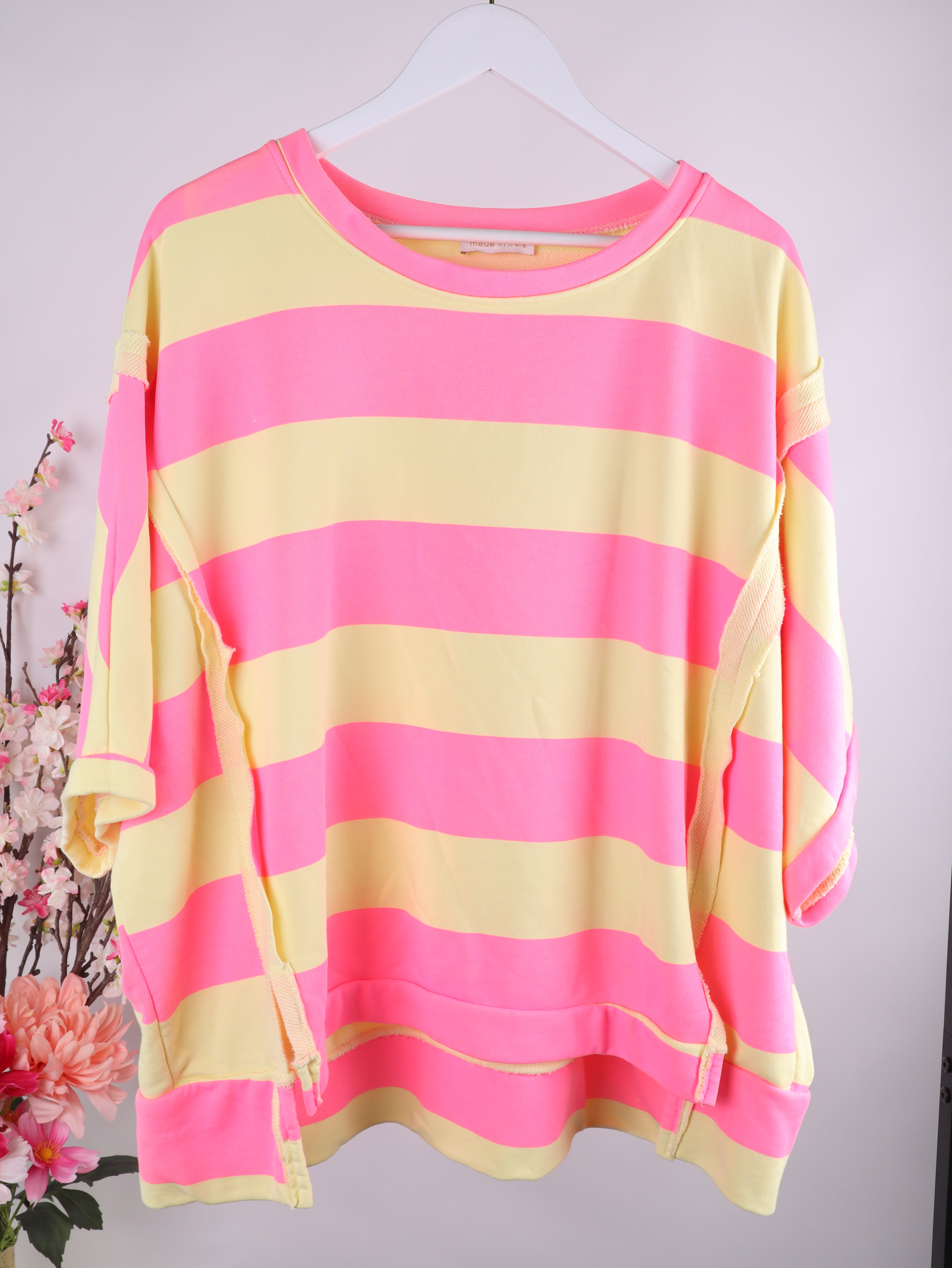 Oversize Sweatshirt mit Neon-Streifen