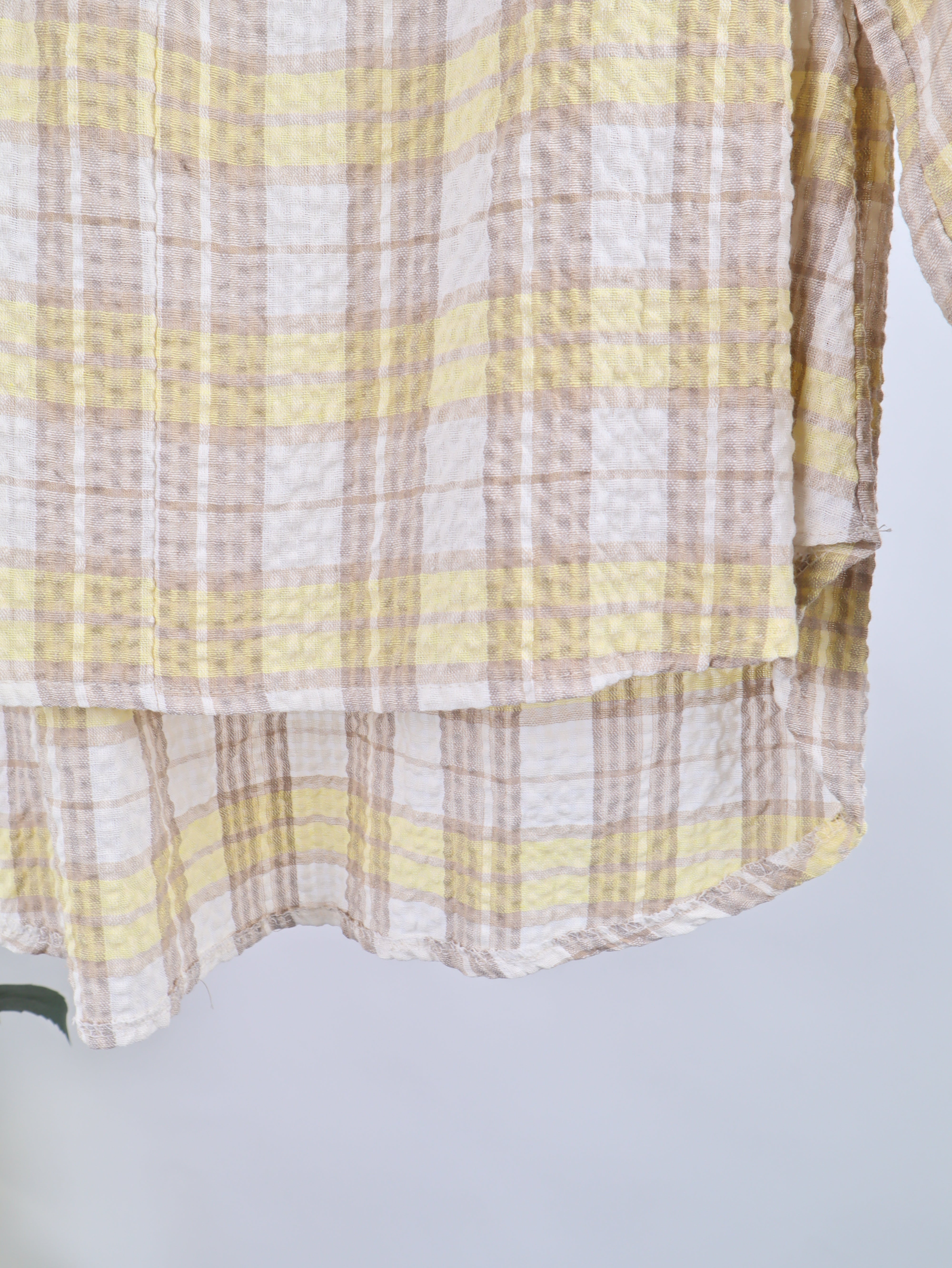 Karierte Baumwoll-Bluse in Crinkle-Optik