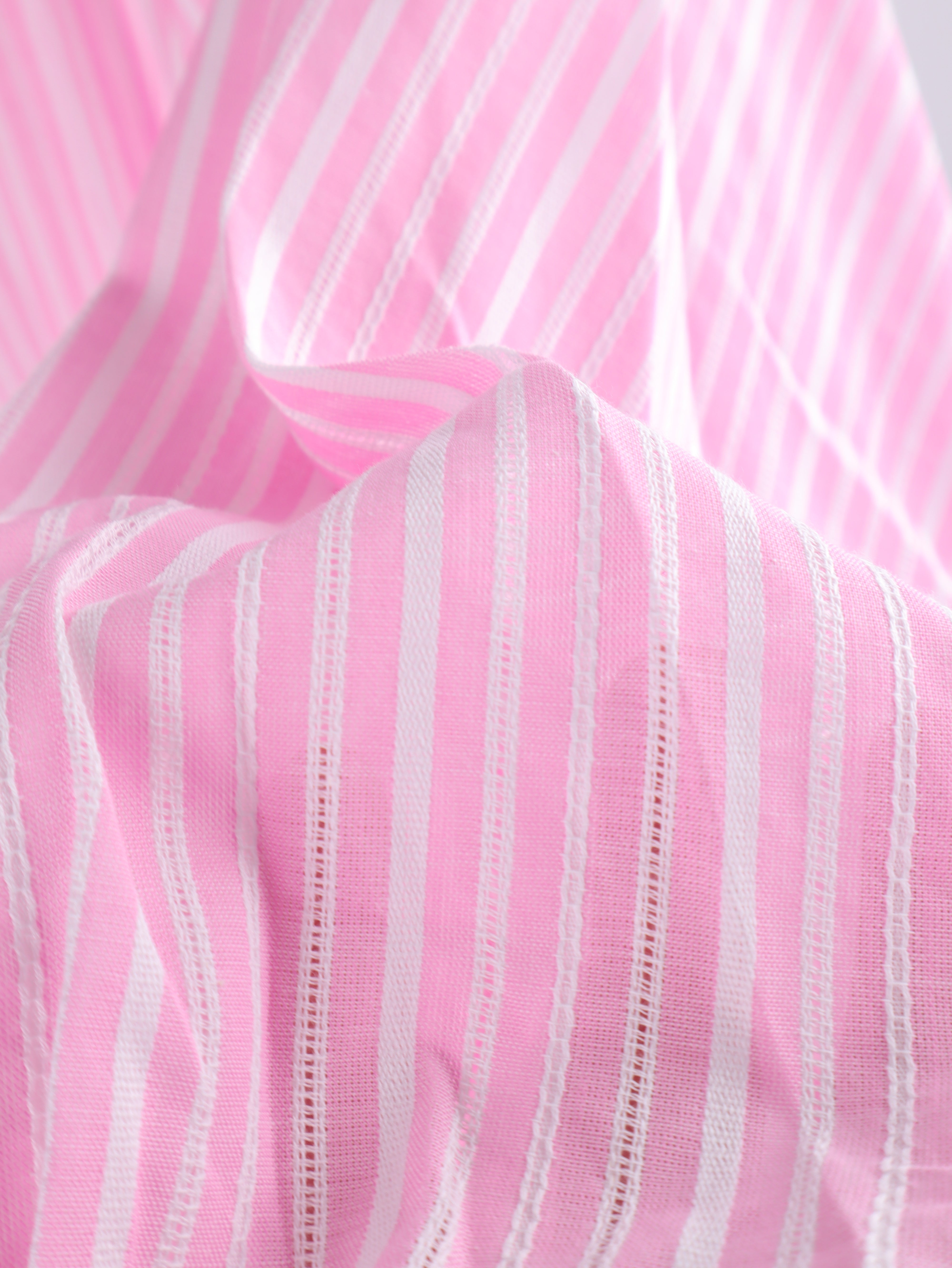 Gestreifte Oversize Baumwoll-Bluse mit Volumenärmeln