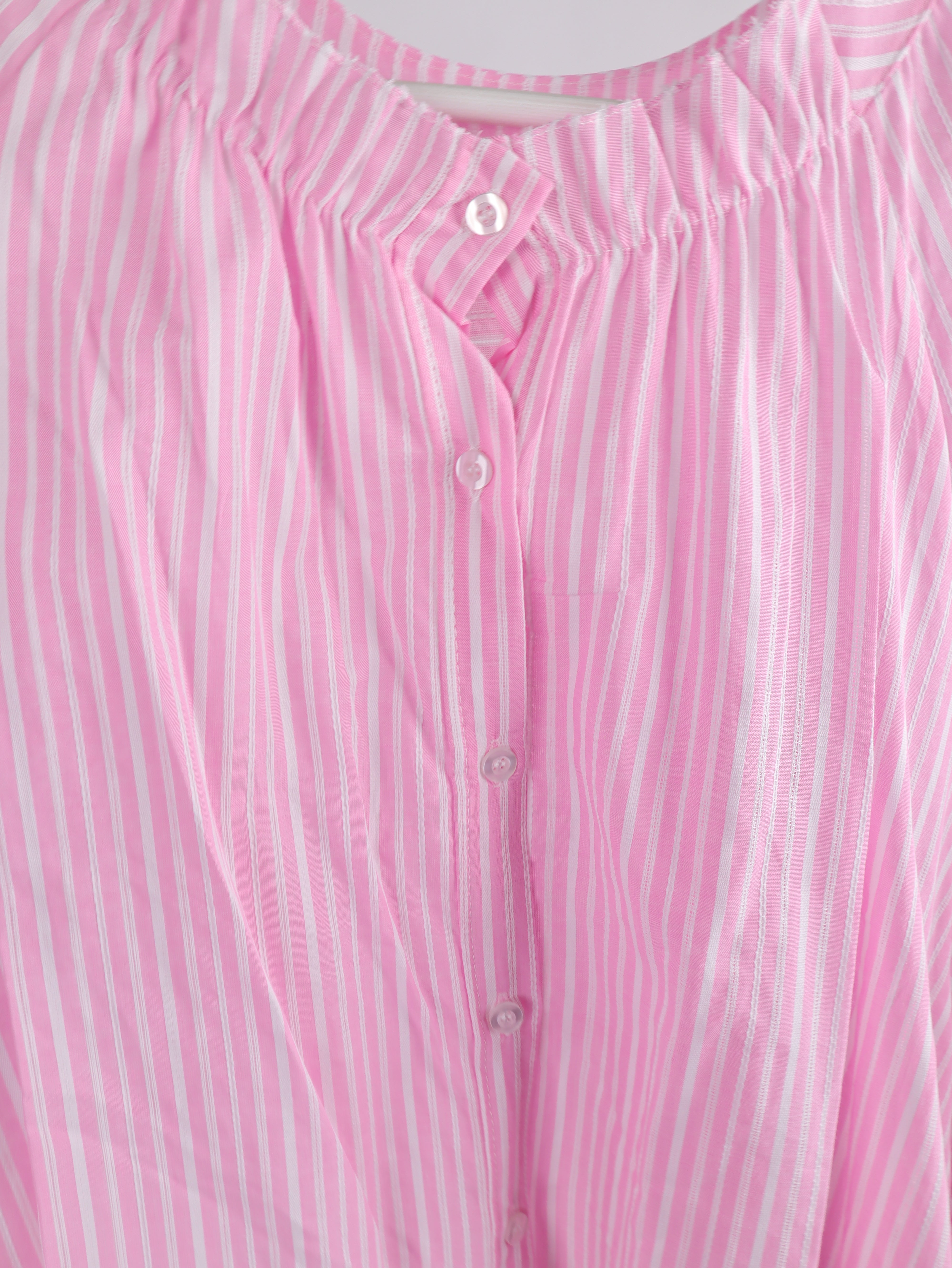 Gestreifte Oversize Baumwoll-Bluse mit Volumenärmeln