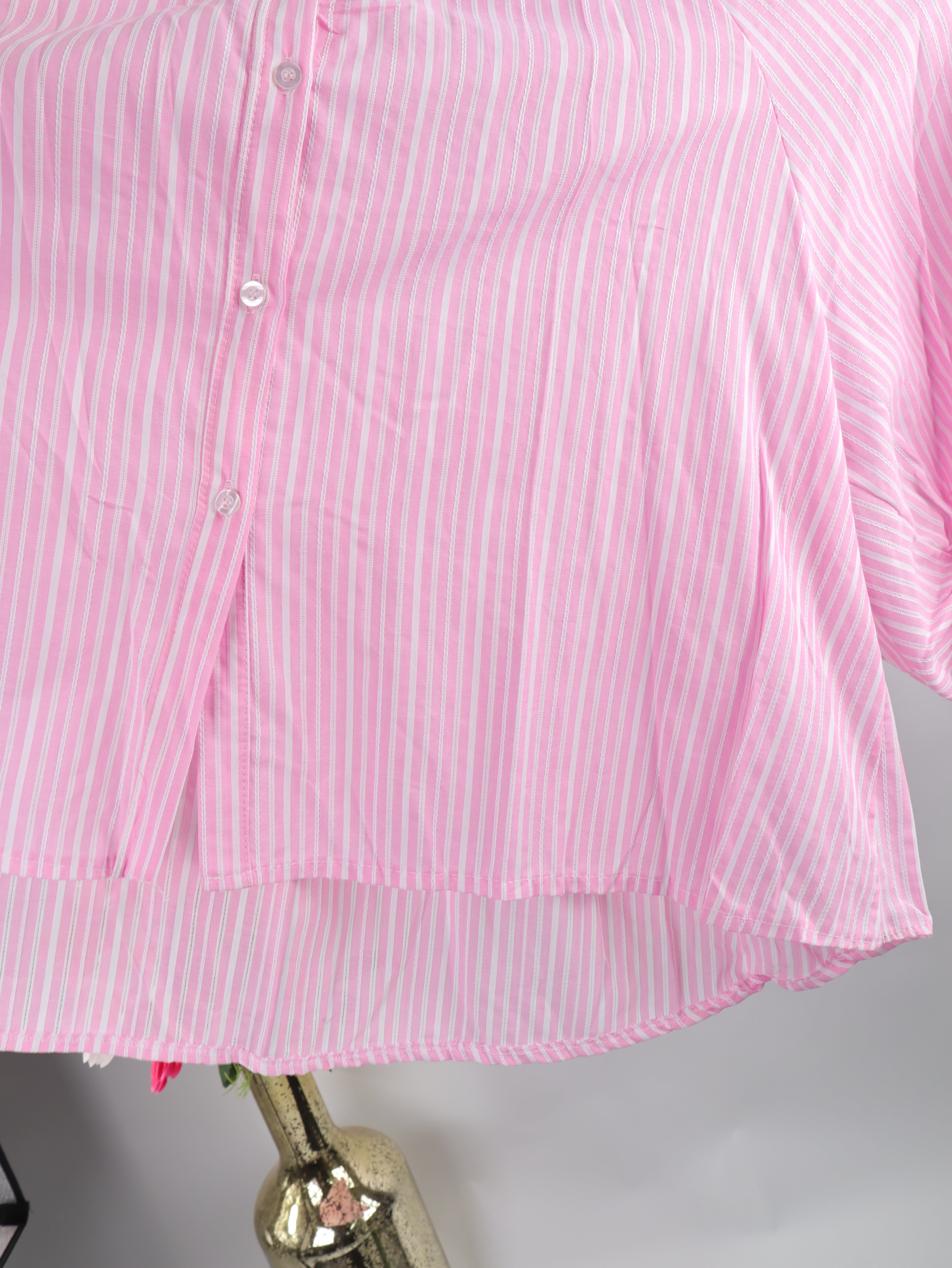 Gestreifte Oversize Baumwoll-Bluse mit Volumenärmeln