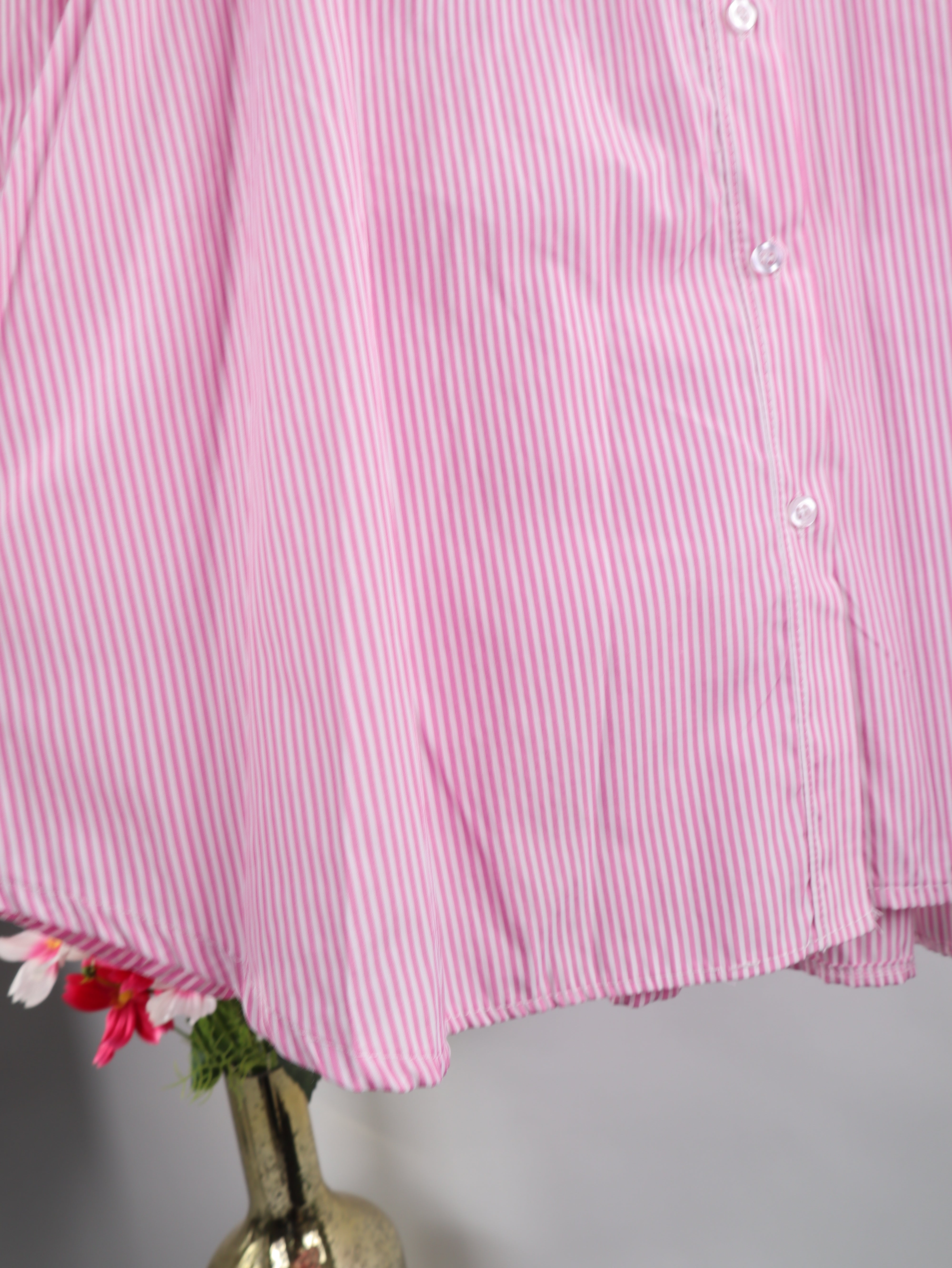 Gestreifte Oversize Baumwoll-Bluse mit Volumenärmeln 2.0