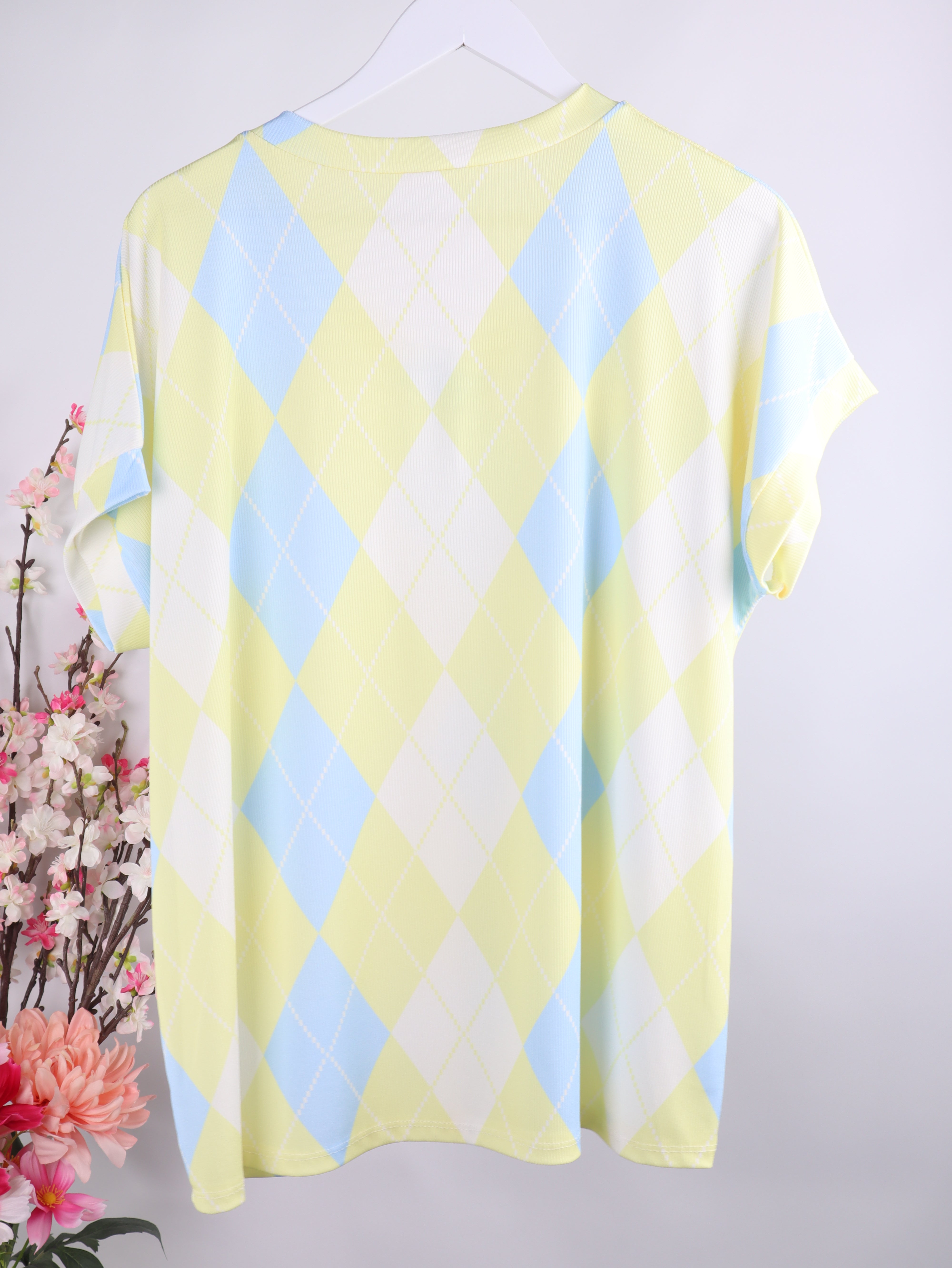 Geripptes Oversize-Shirt mit Rautenmuster