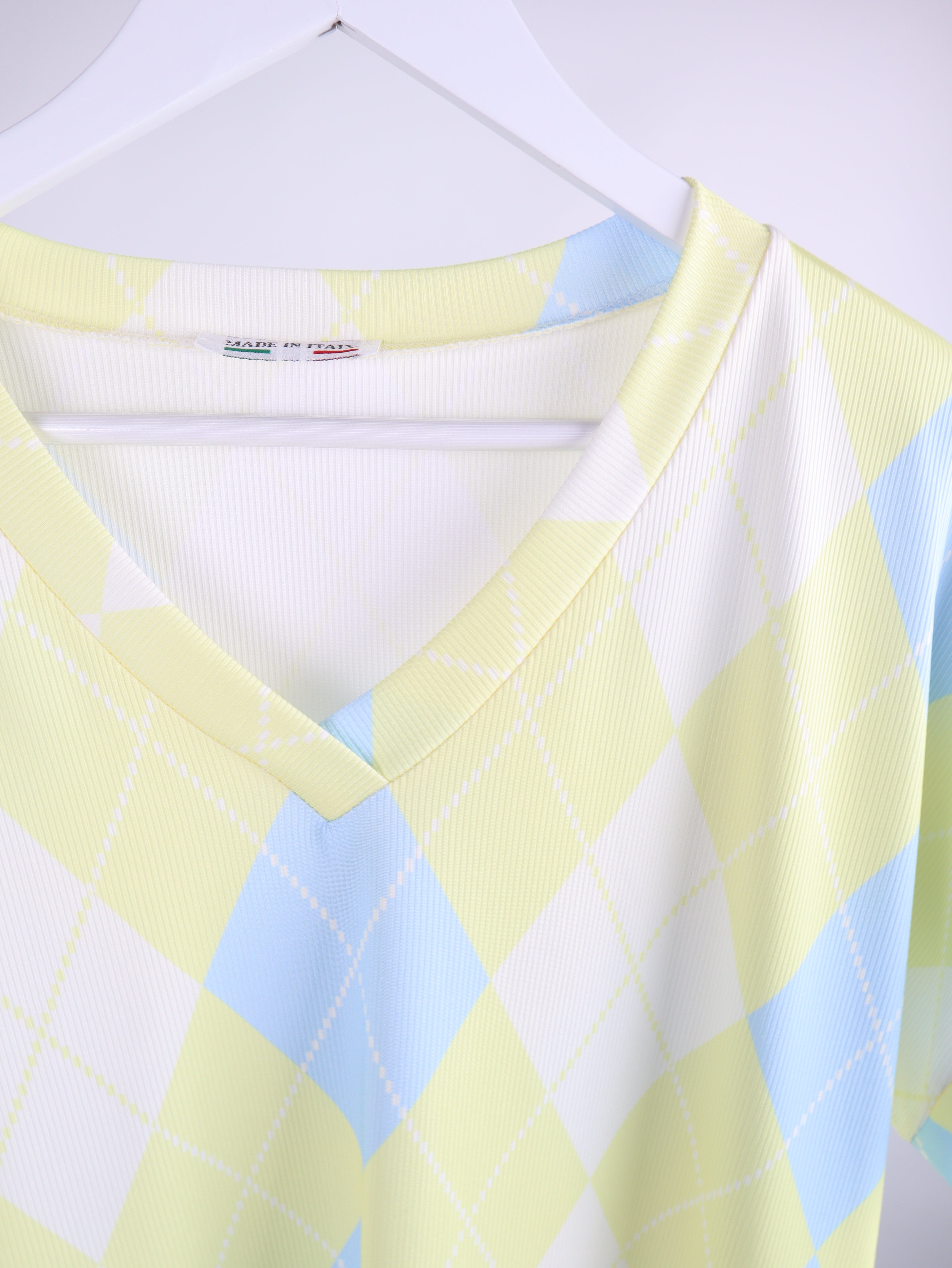 Geripptes Oversize-Shirt mit Rautenmuster