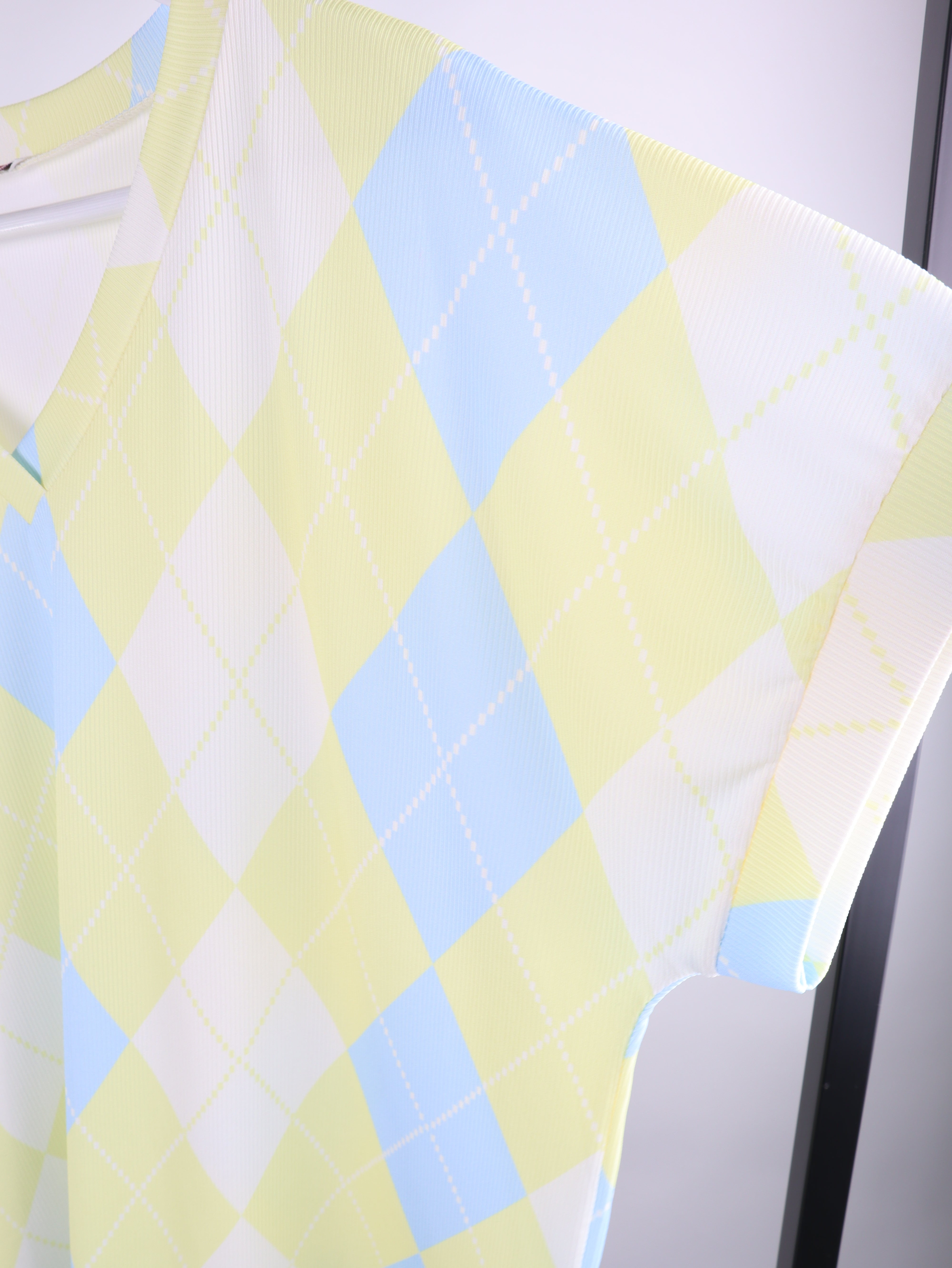 Geripptes Oversize-Shirt mit Rautenmuster