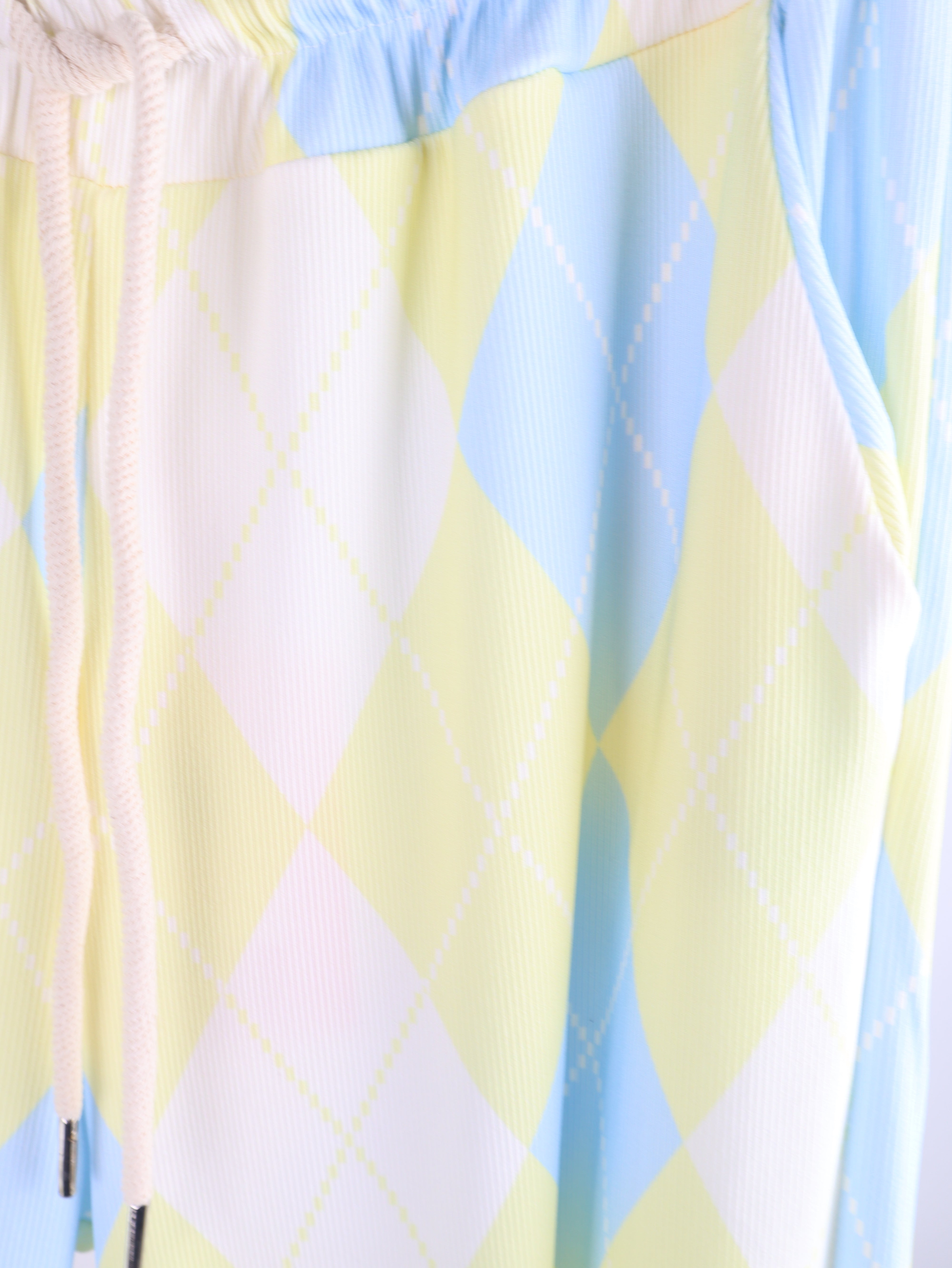 Gerippte Wide-Leg Hose mit Rautenmuster