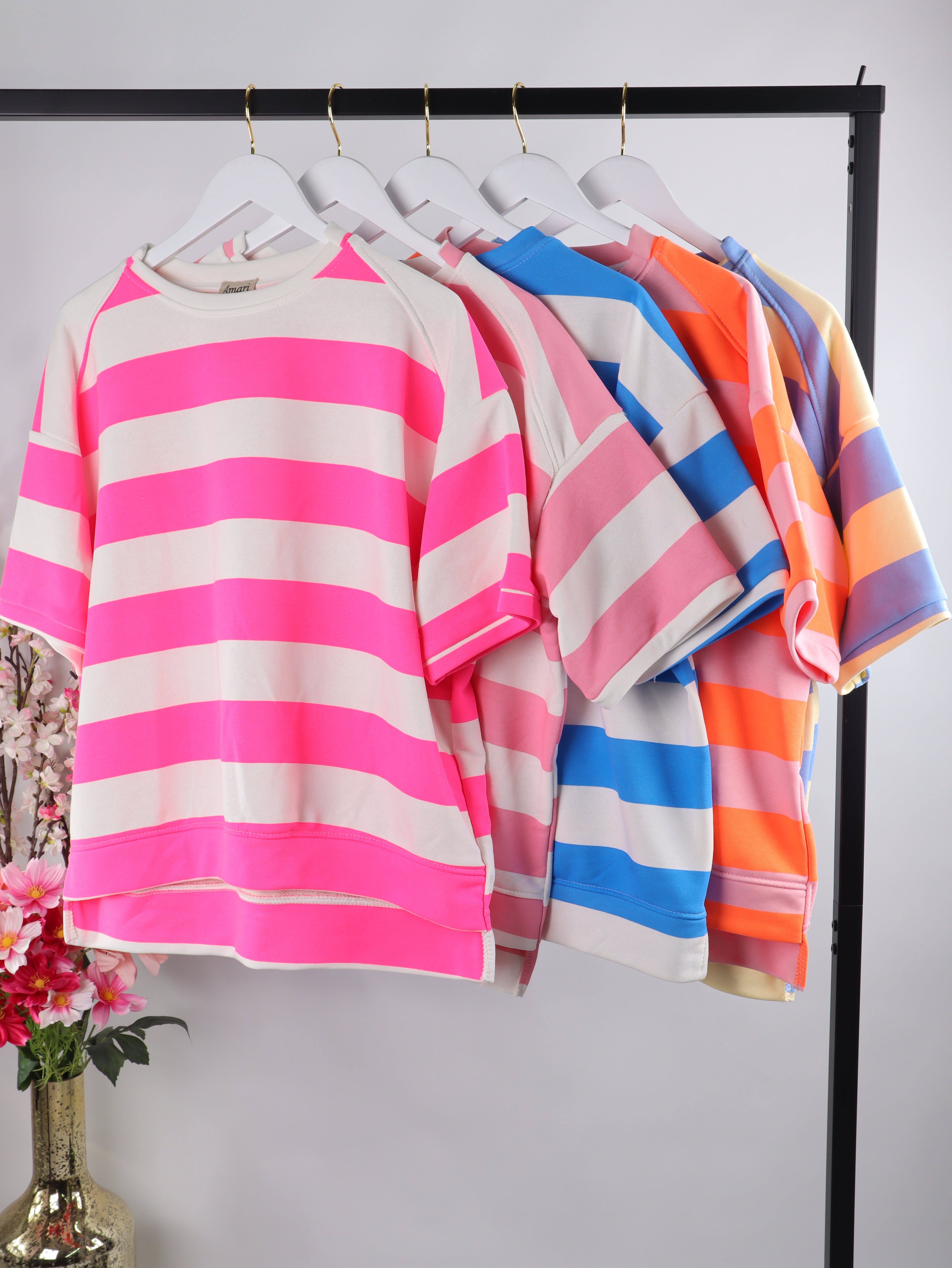 Kurzarm-Sweatshirt Streifen