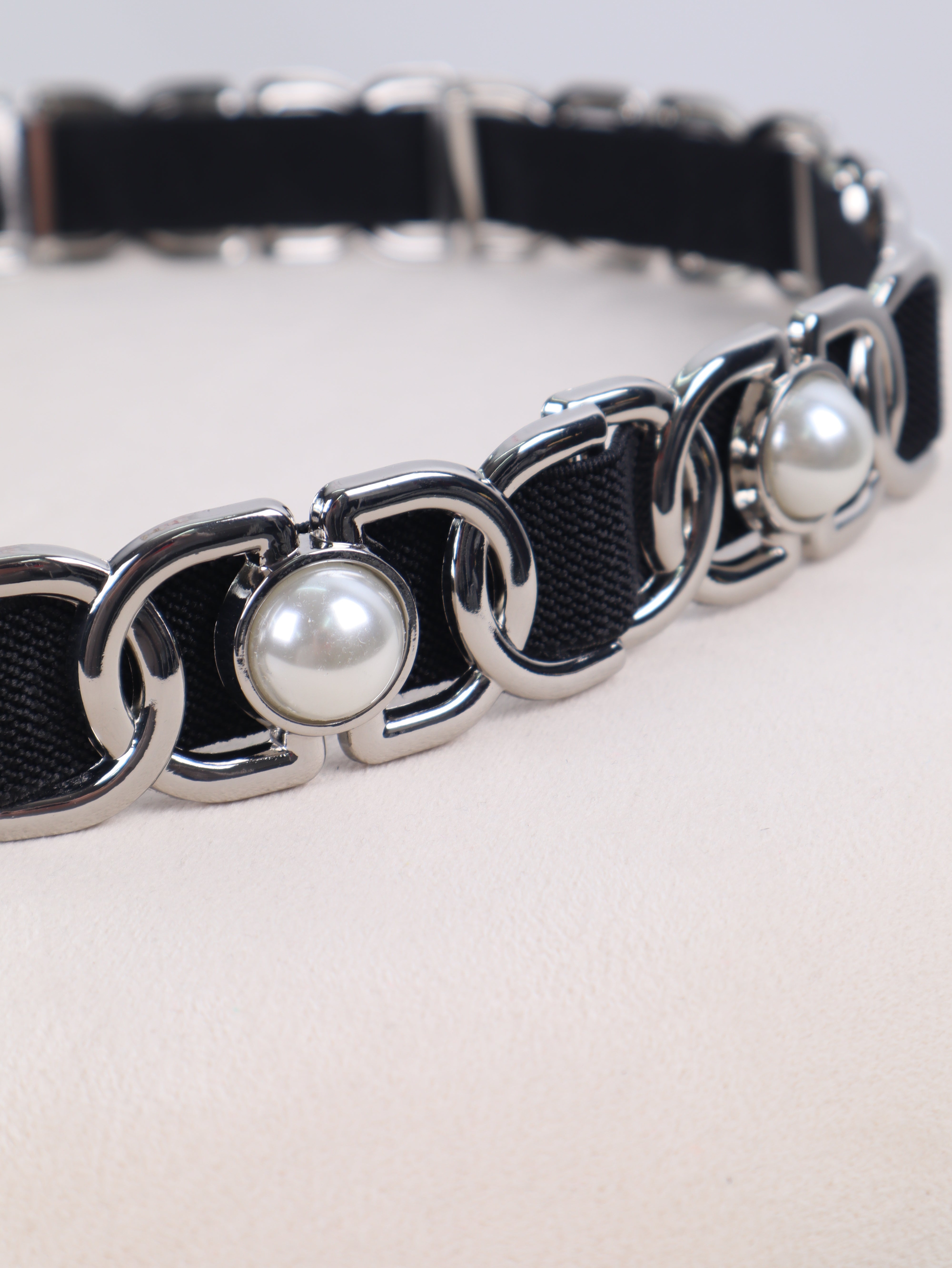 Chain & Pearl Elastikgürtel Silber