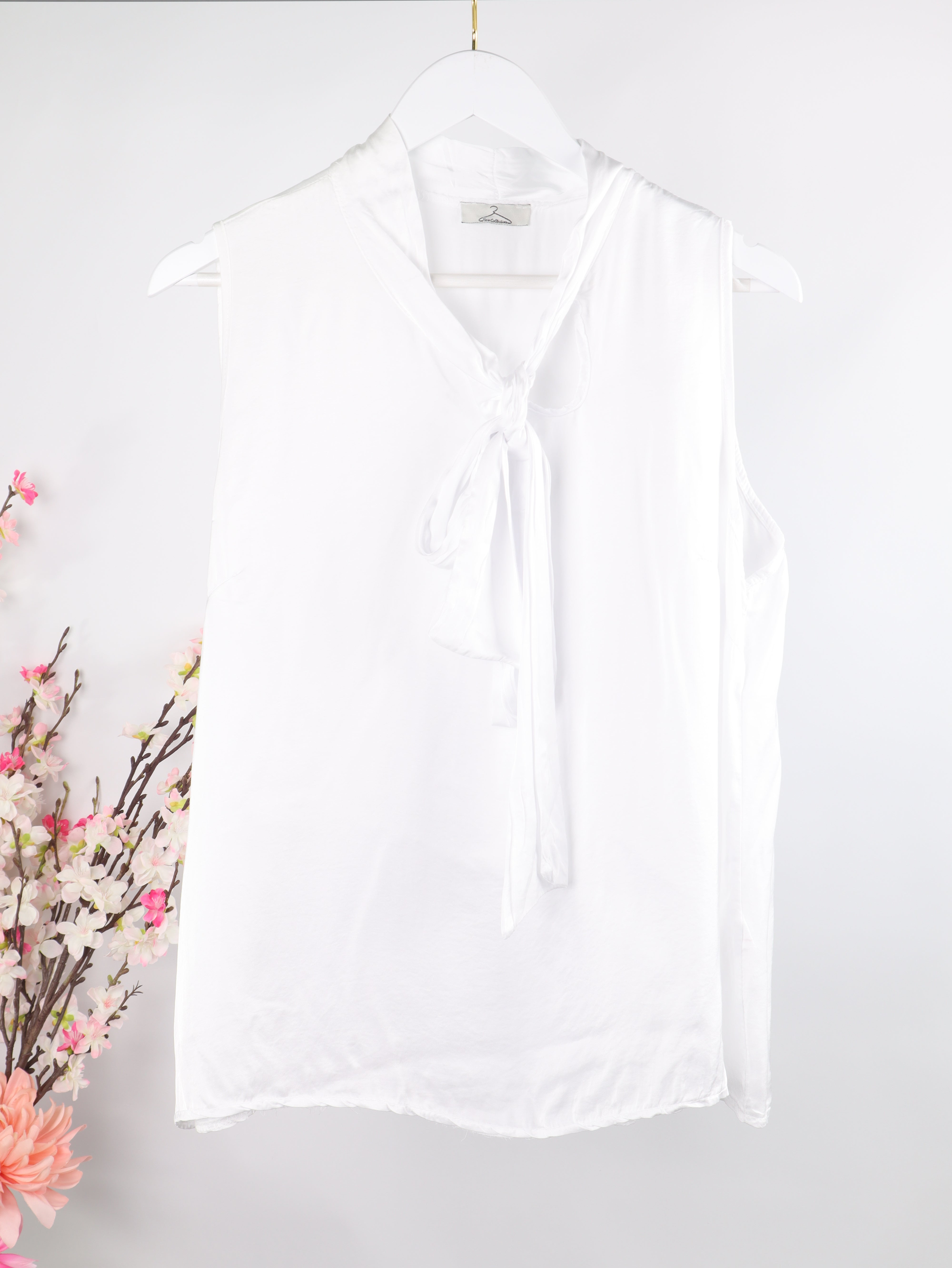 Halterneck Bluse mit Schleife – Viskose & Seide Mix