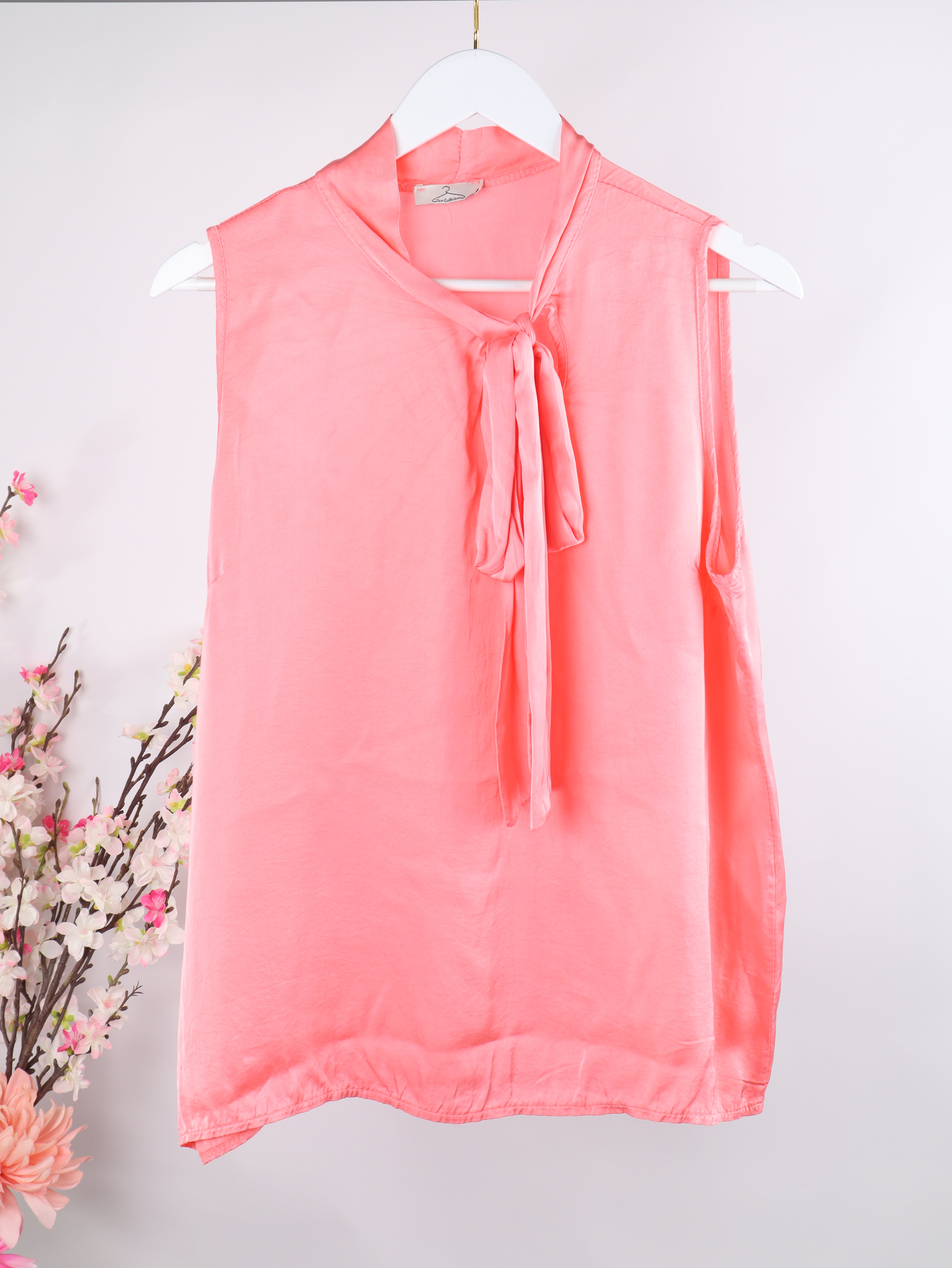 Halterneck Bluse mit Schleife – Viskose & Seide Mix