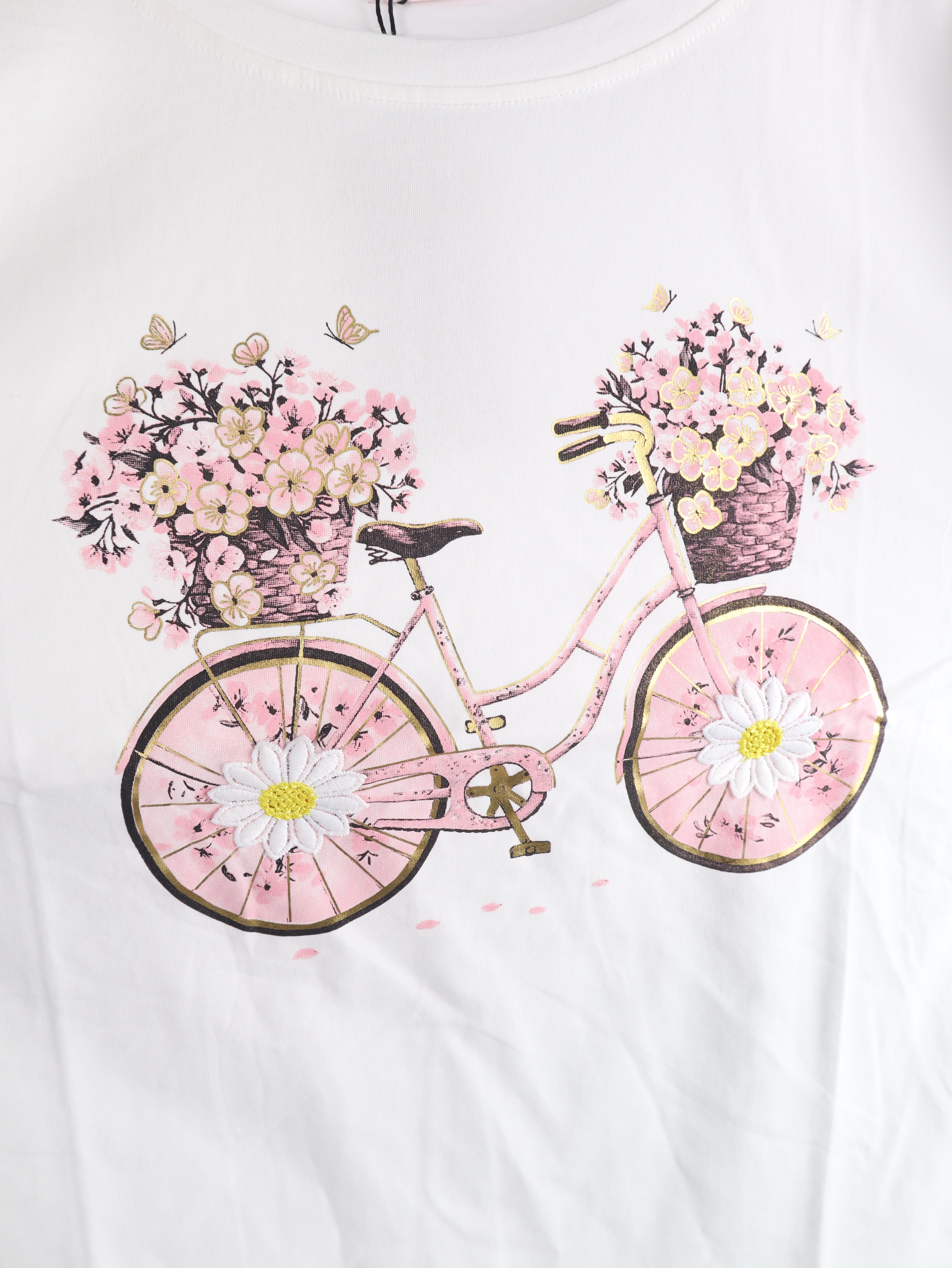 T-Shirt Fahrrad mit Blumen