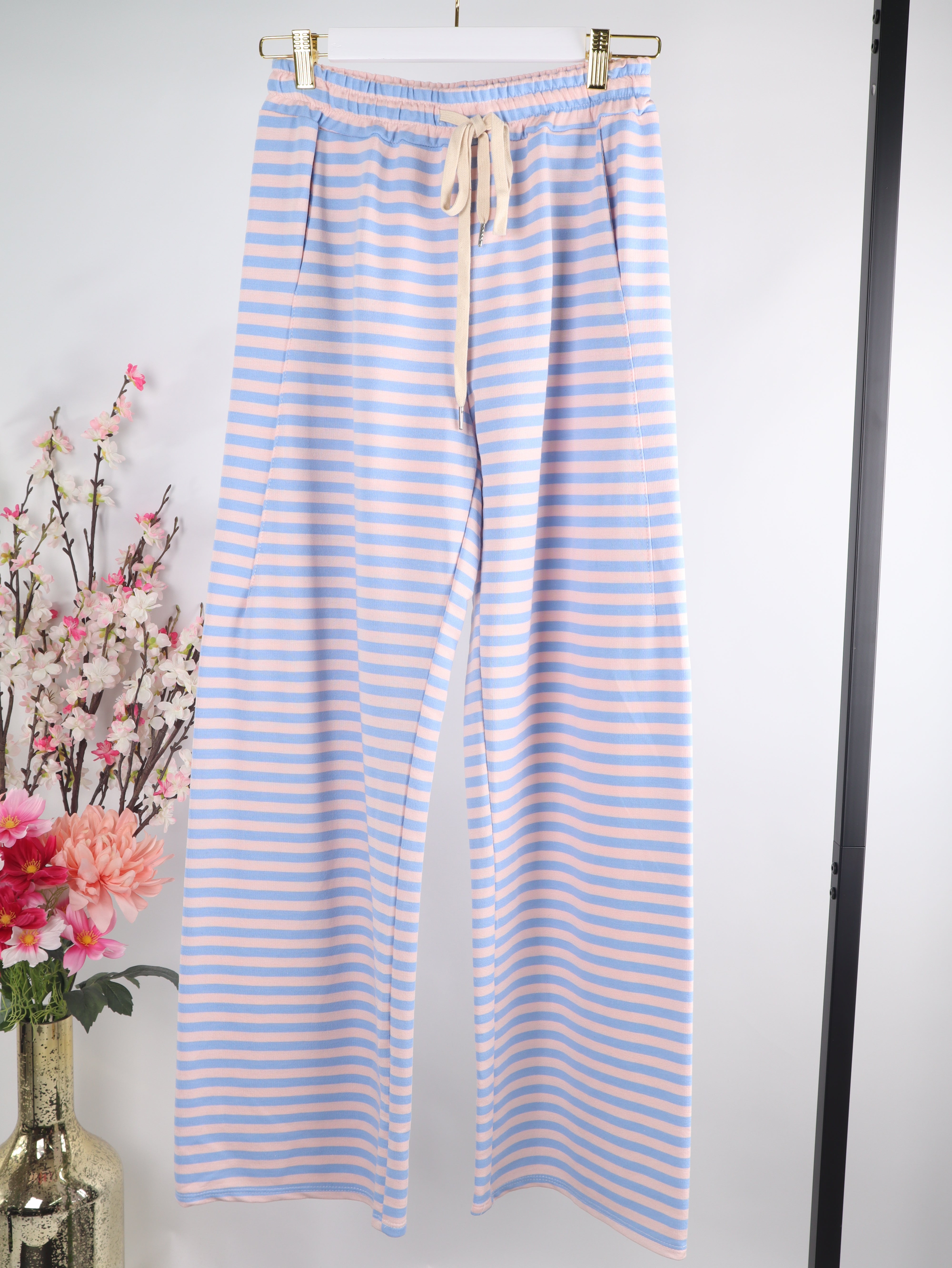 Streifen Sommerhose mit elastischem Bund – Wide Leg