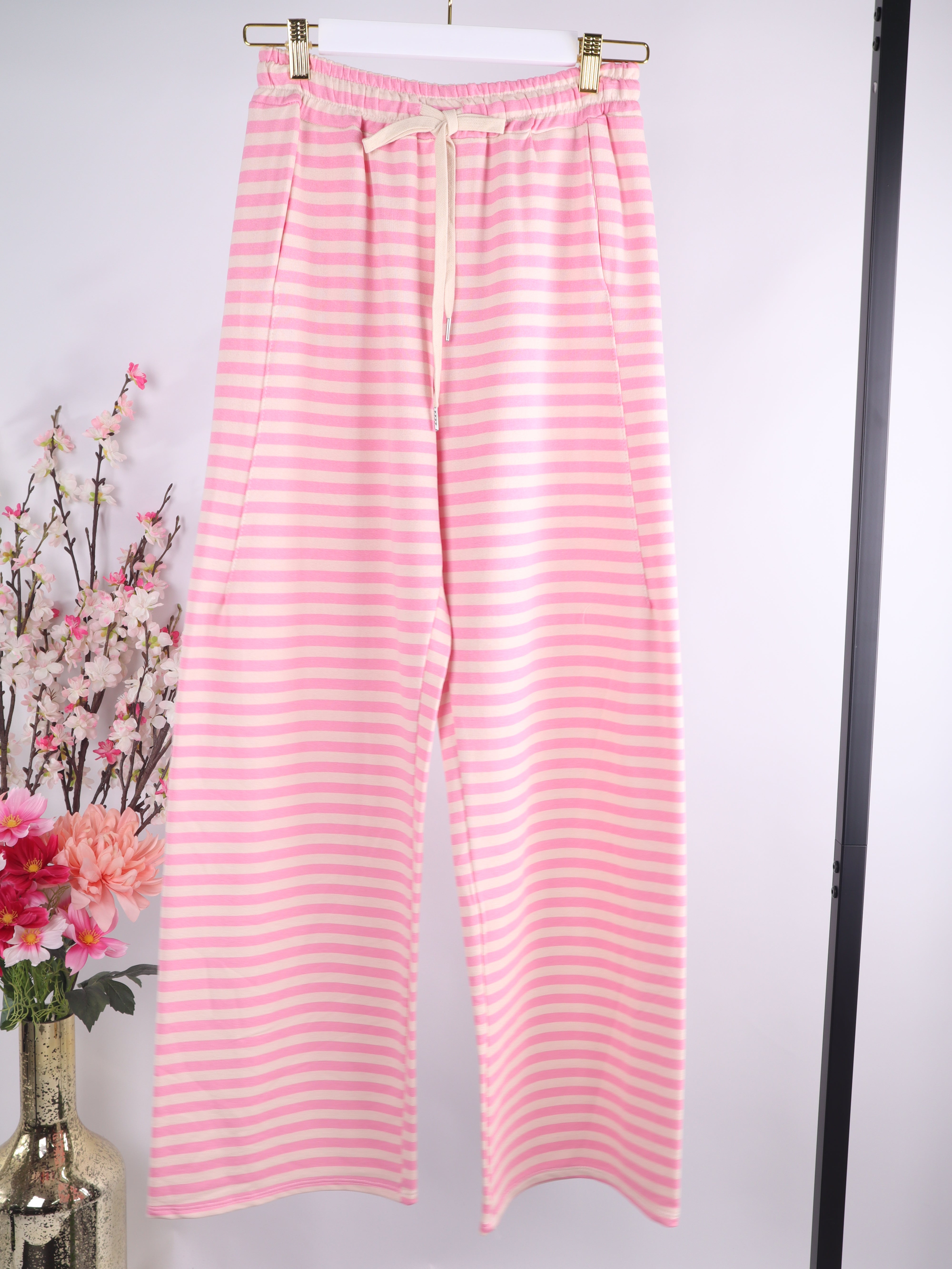 Streifen Sommerhose mit elastischem Bund – Wide Leg
