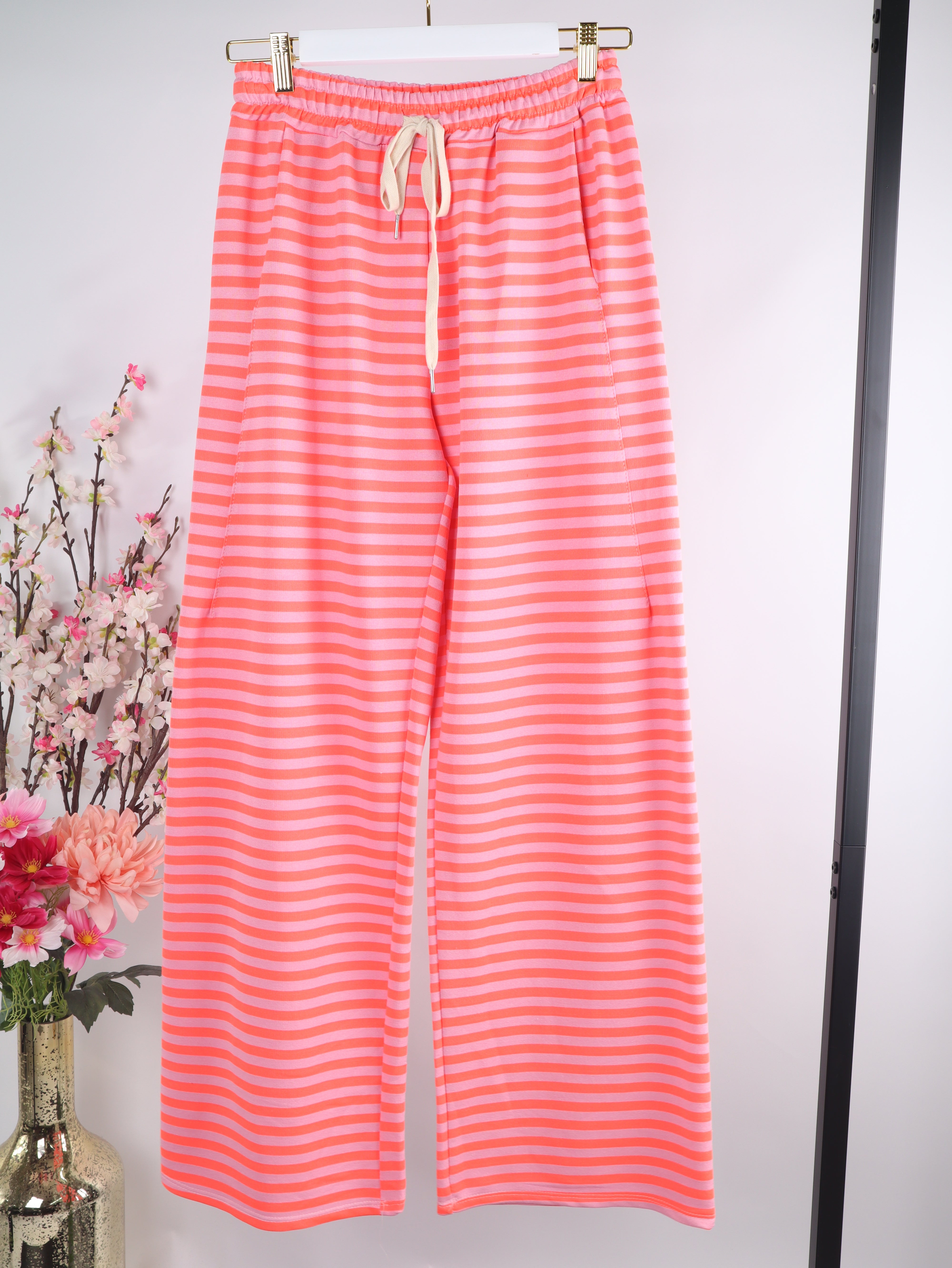 Streifen Sommerhose mit elastischem Bund – Wide Leg