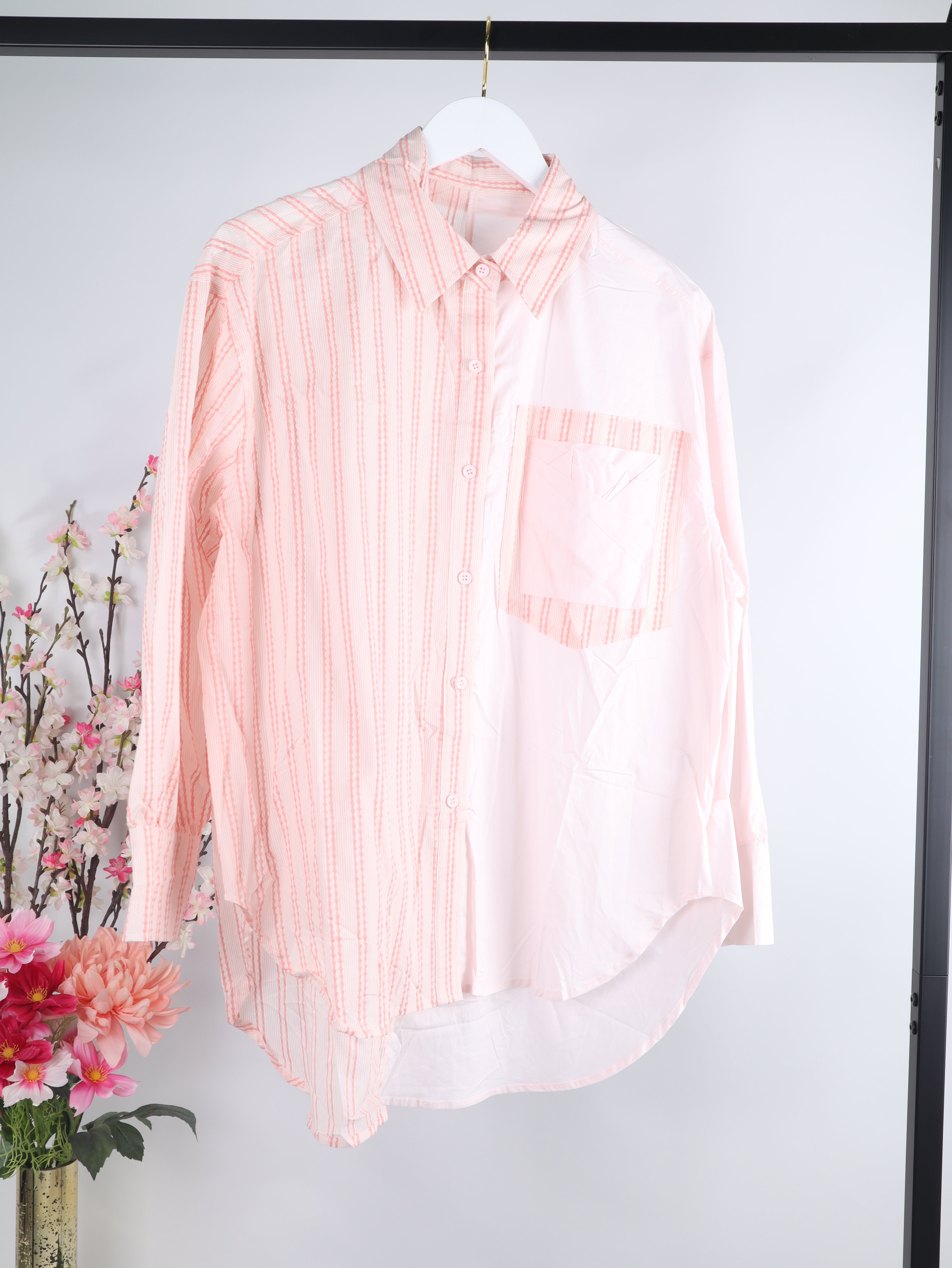Oversize Bluse Two-Tone